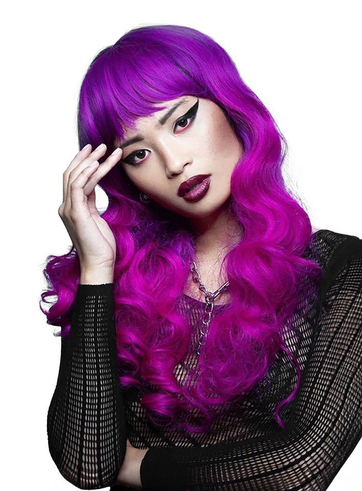 Smiffys Kostüm-Perücke Manic Panic Perücke gewellt violett - für Fasching, Festival Perücke in exklusiven Farben der Manic Panic Haartönungen