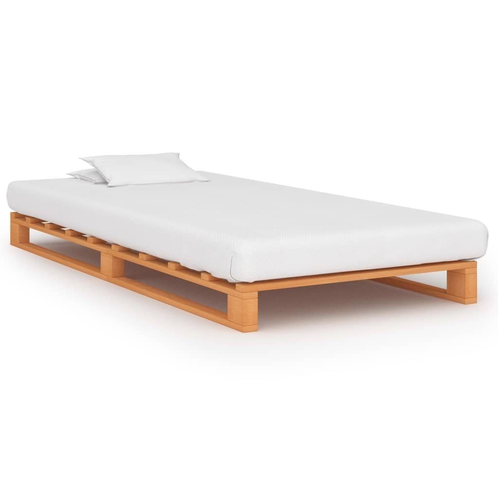 vidaXL Palettenbett aus Kiefer in Braun (LxBxH: 200x90x14 cm)