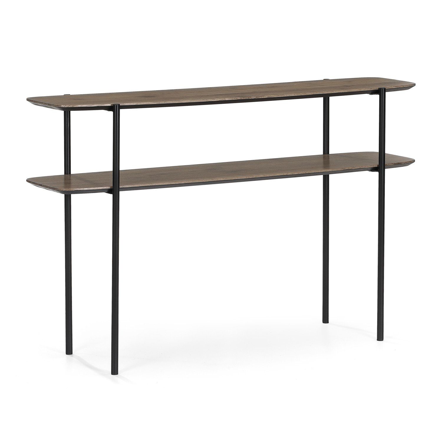 Wohnando Couchtisch Konsolentisch "Alexandros", 120x33x75 cm in Piniendekor braun, Flurtisch, schwarz Metallbeine, Ablagetisch Flur, Wohnzimmer Sideboard
