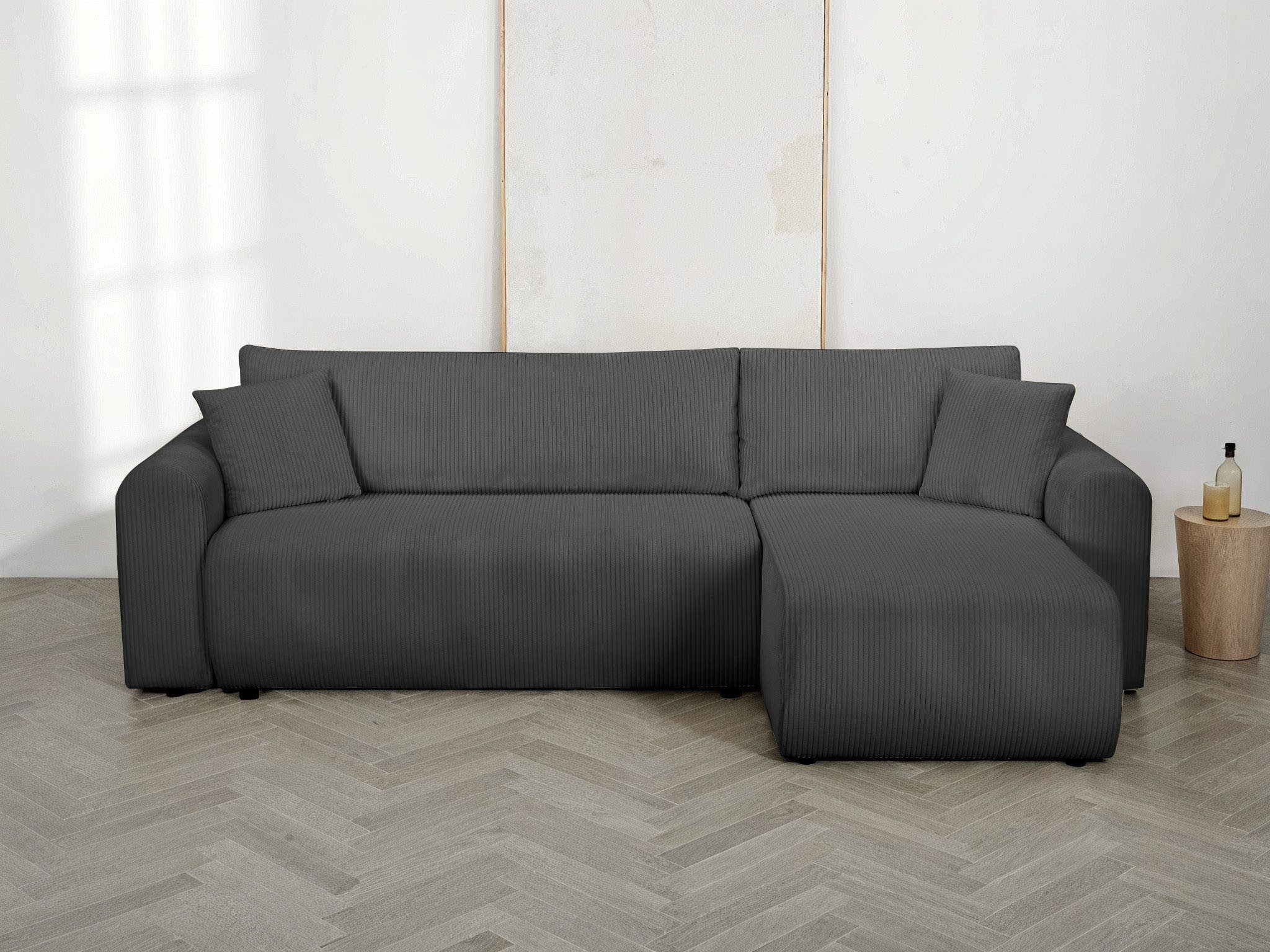 OTTO home Ecksofa JONAA L-Form, 241cm - OTTO. Verlässliche Qualität., Schlaffunktion(133/200), Bettkasten, Cord, Struktur, Unser Tiefpreis
