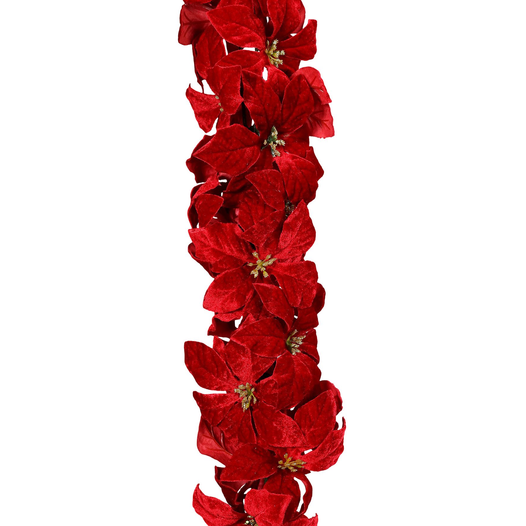 Kunstgirlande Künstliche Premium Weihnachtssterngirlande 160cm rot DP, Seidenblumen Roß, Höhe 160,00 cm, Ø14cm mit 62 Blüten