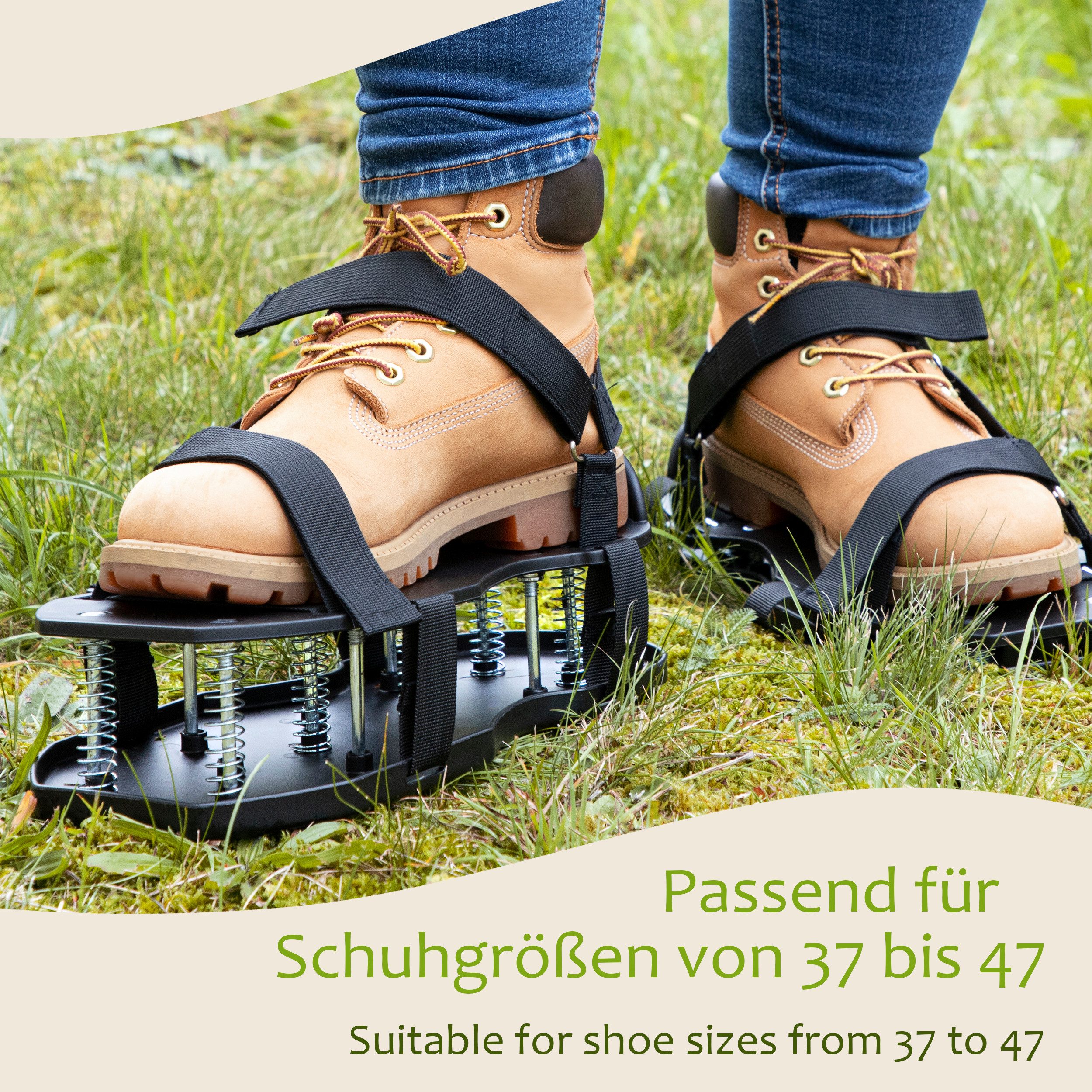ONVAYA Vertikutierer Rasenlüfter-Schuhe ǀ Doppelsohle mit Federn ǀ Nagelschuhe, (1-tlg) – Bild 3 von 5