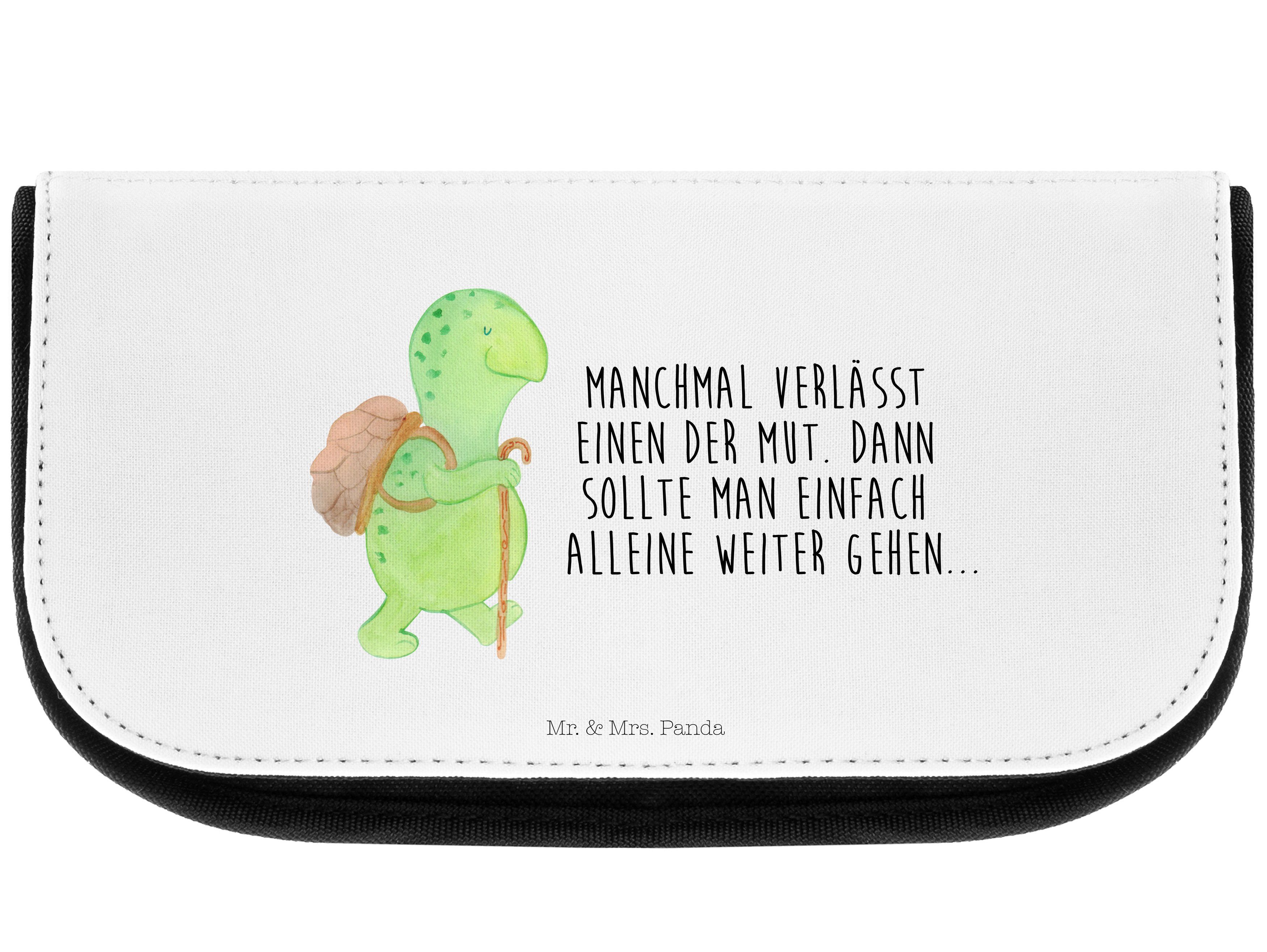 Mr. & Mrs. Panda Kosmetiktasche Schildkröte Wanderer - Weiß - Geschenk, Rucksack, Make-Up Tasche, Wan (1-tlg)