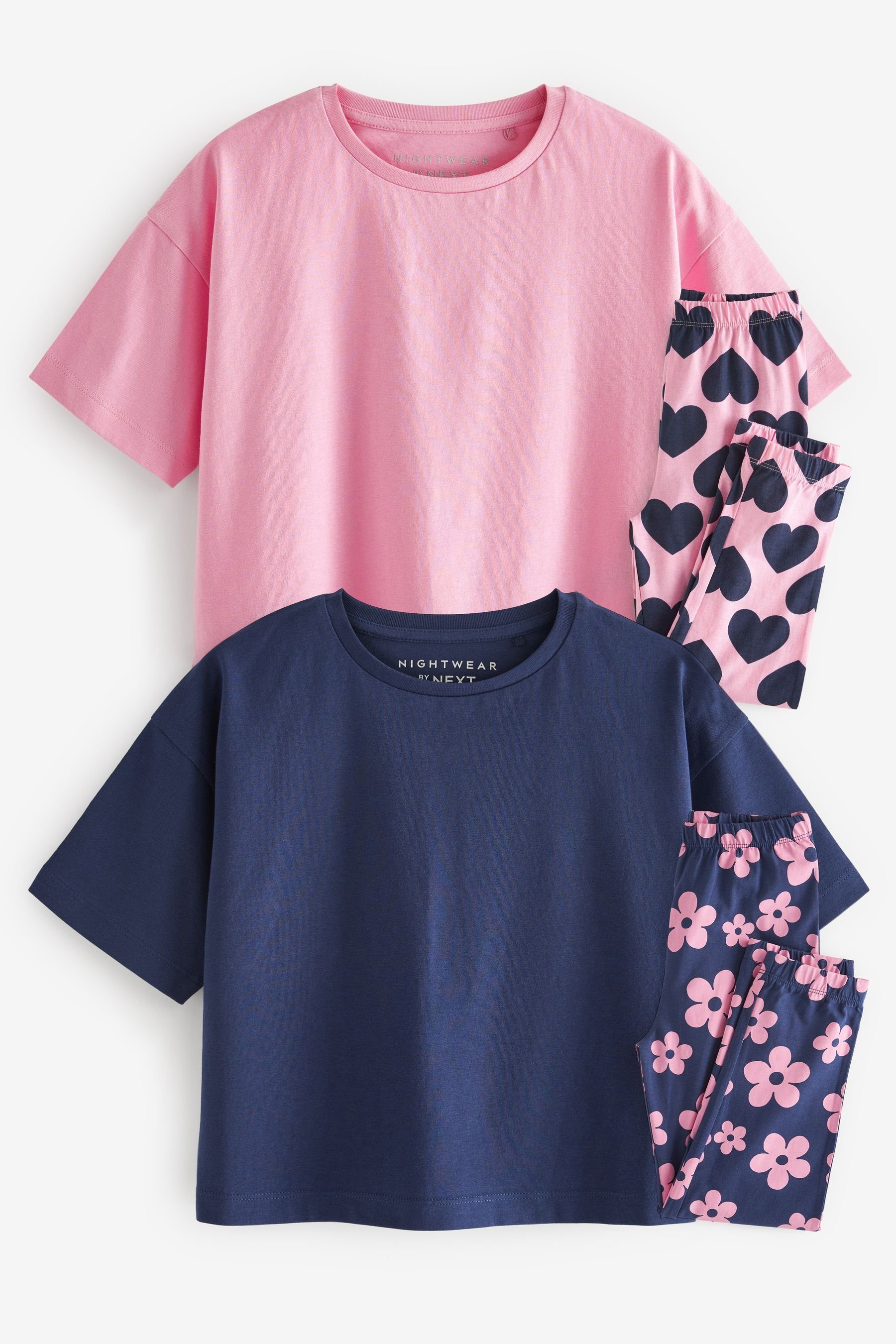 Schlafanzüge 2er-Pack Next (4 Heart Navy/Pink tlg) Daisy Pyjama