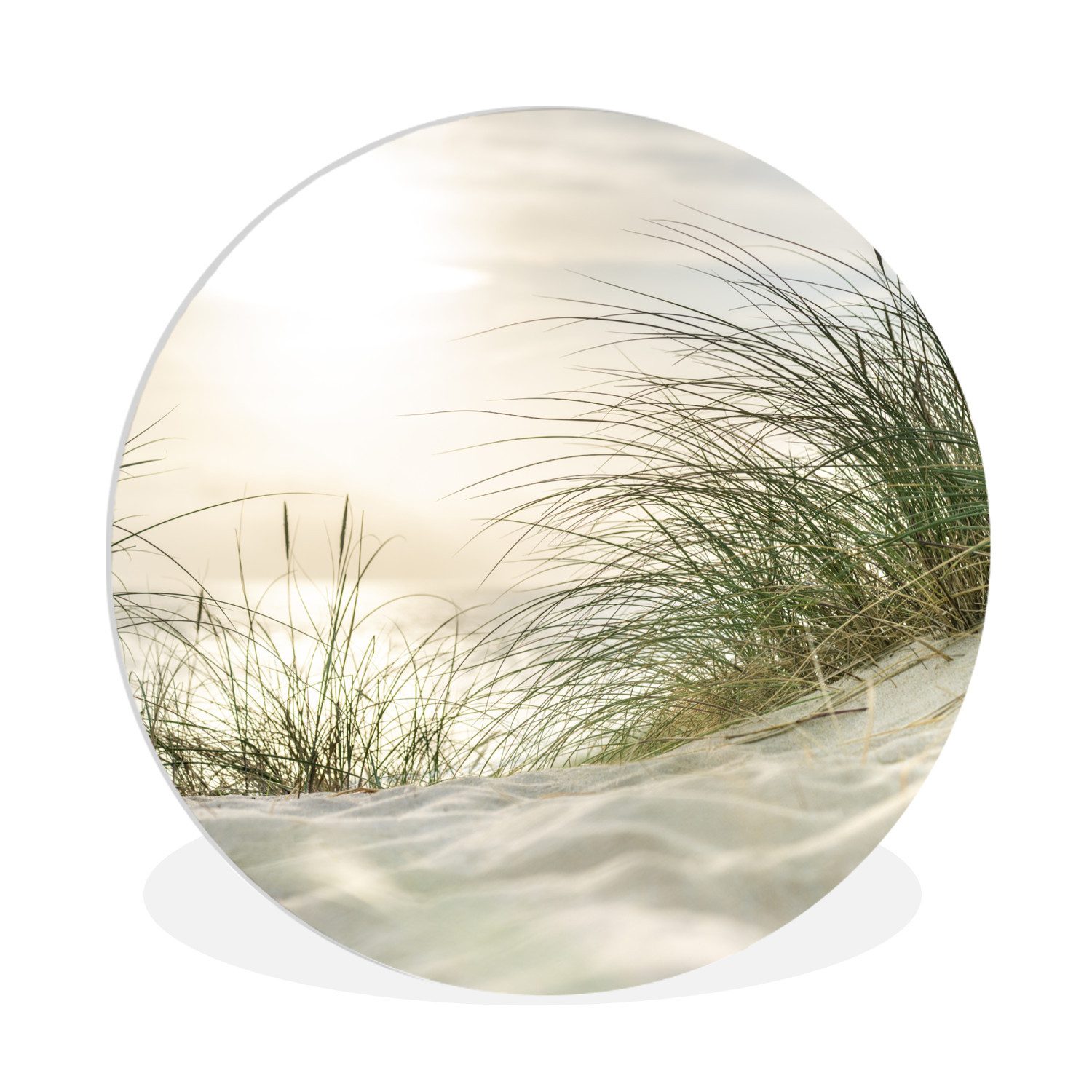 MuchoWow Gemälde Dünen - Watteninseln - Wasser, Fotodruck (1 St), Kreis Wanddekoration, Rundes Wandbild, 30x30 cm