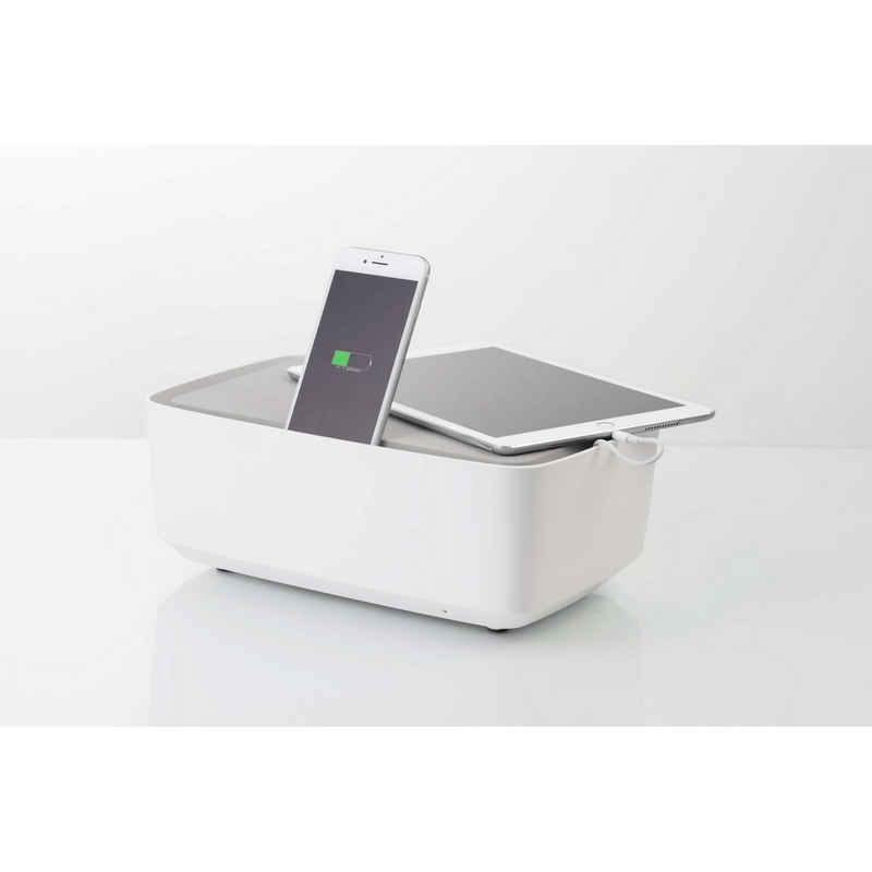KMP Creative Lifesytle Product Kabelbox Charging Box für iPad, iPhone White, (1-tlg), 3 USB Anschlüsse und 3 Steckdosen
