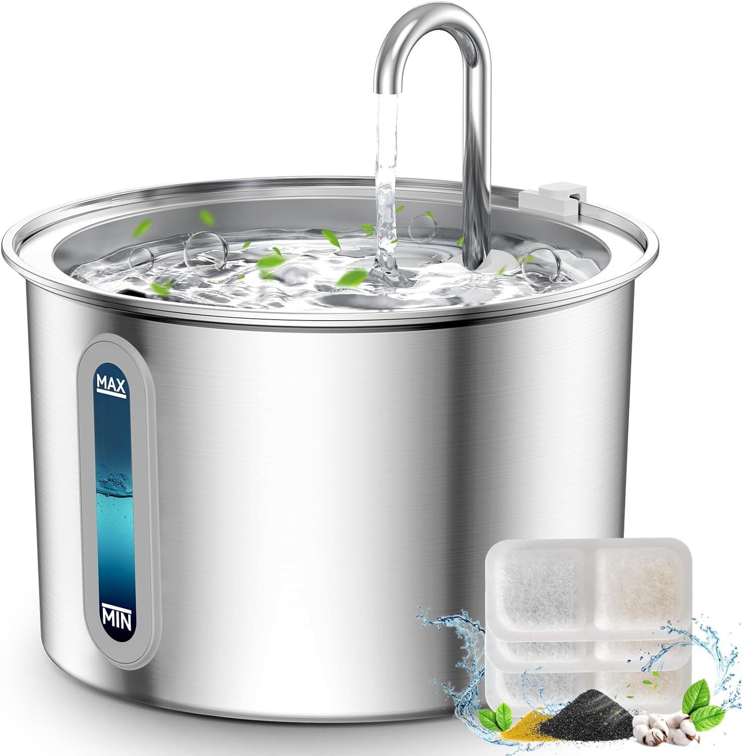 Purpurra Trinkbrunnen Oneisall Trinkbrunnen Edelstahl mit Pumpe 2L/ Filter günstig online kaufen