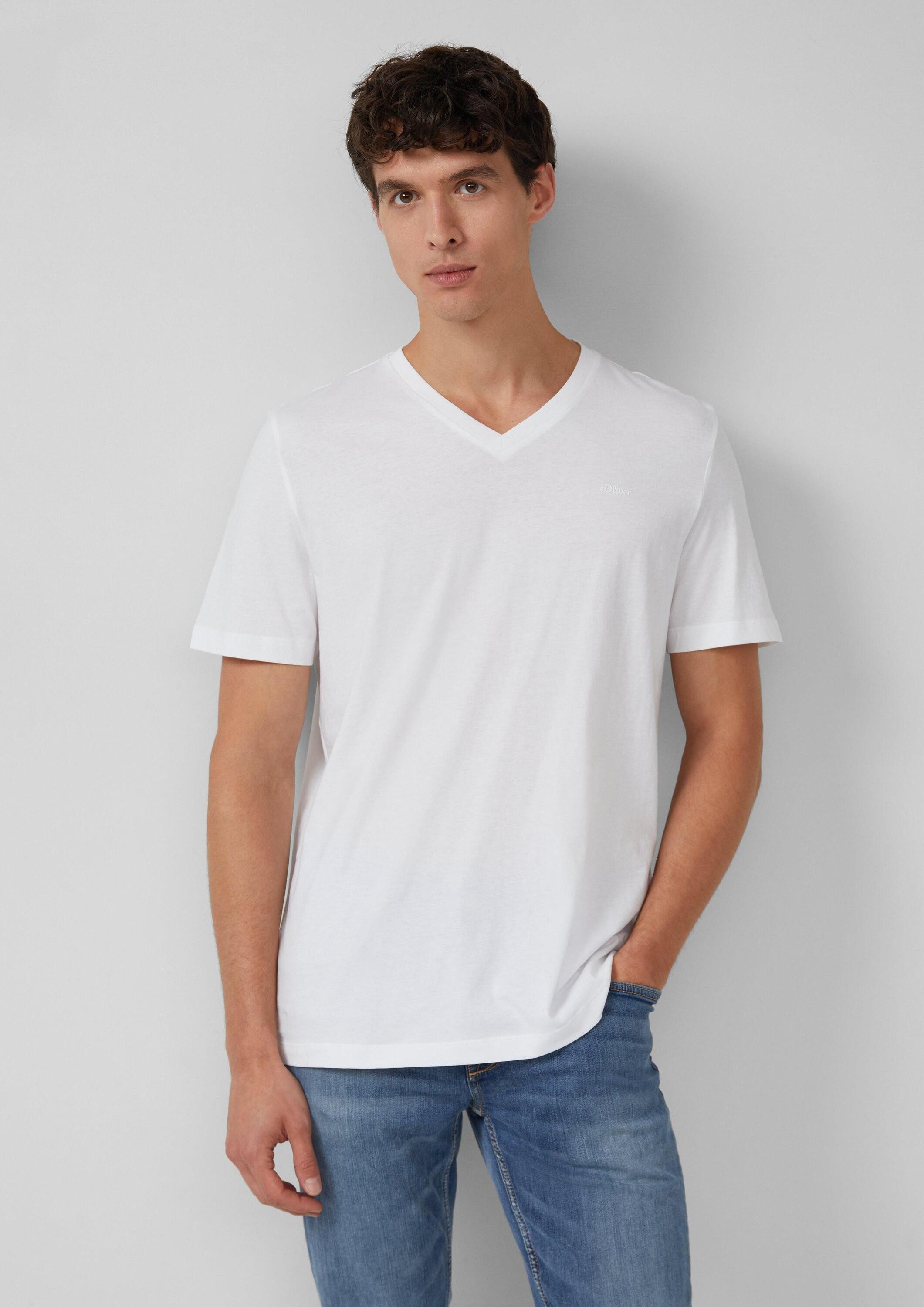 s.Oliver Kurzarmshirt T-Shirt Baumwoll-T-Shirt mit V-Ausschnitt günstig online kaufen