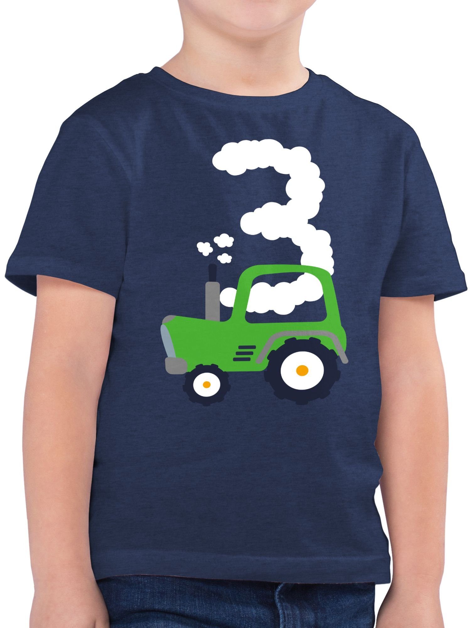 Shirtracer T-Shirt Traktor Geburtstag Drei 3. Geburtstag 1 Dunkelblau Meliert