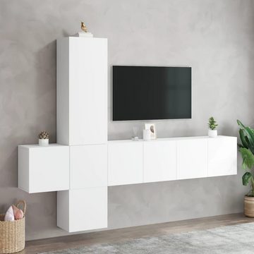vidaXL TV-Wand 5-tlg. Wohnwand Weiß Holzwerkstoff, (1-St)