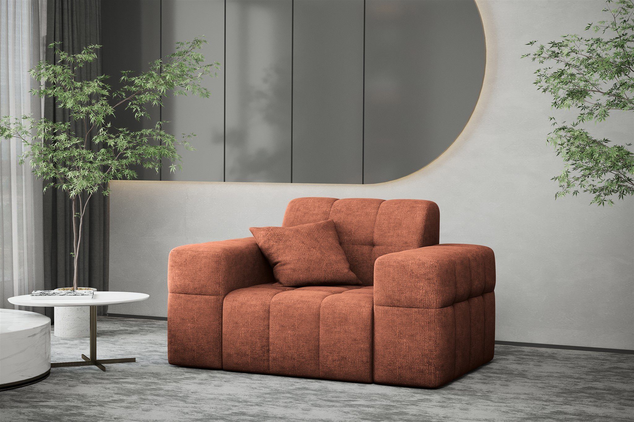 Fun Möbel Sessel Sessel Designersessel NANCY in Stoff Harmony, Rundumbezug