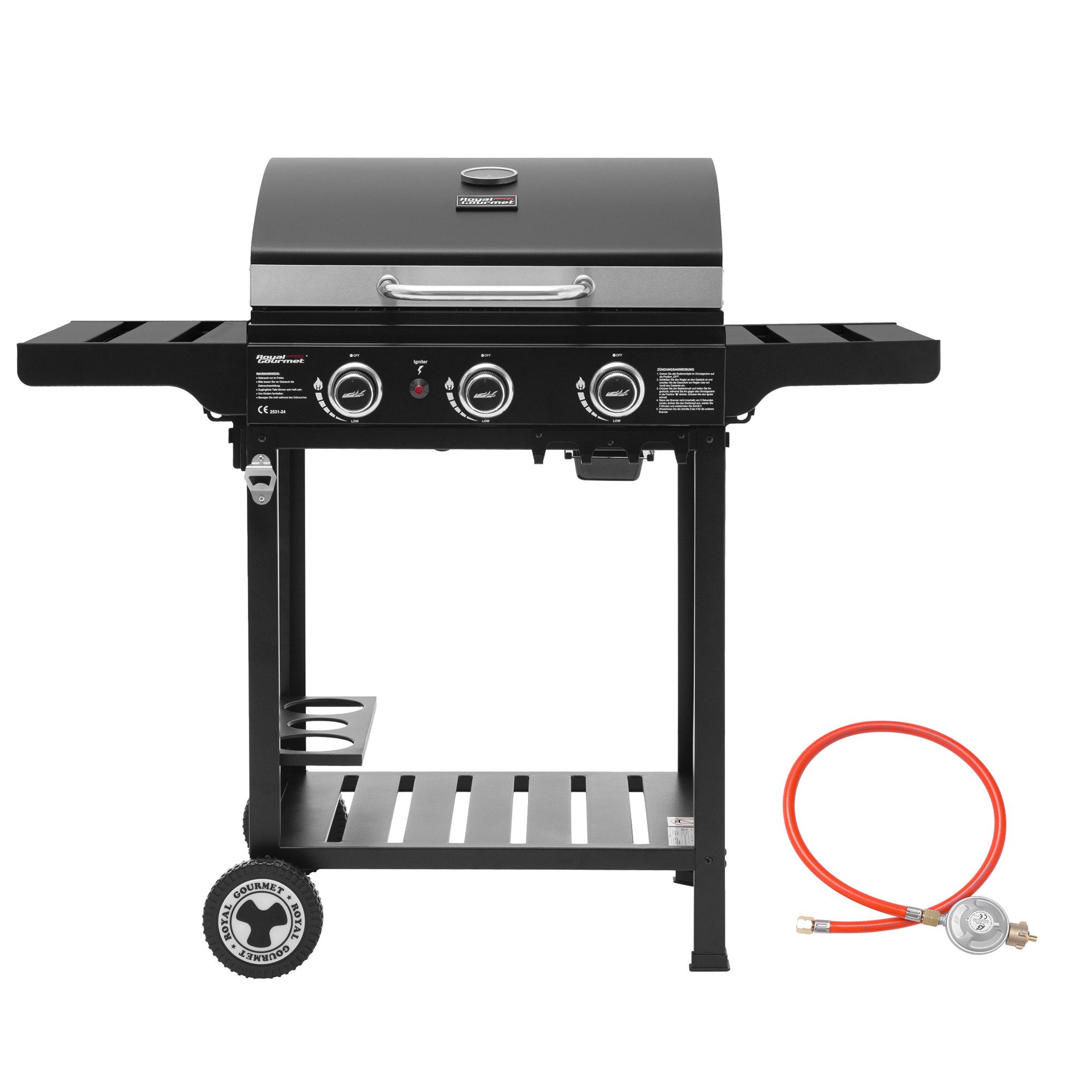 Royal Gourmet Gasgrill Grillwagen Campinggrill Standgrill mit Edelstahl Brenner