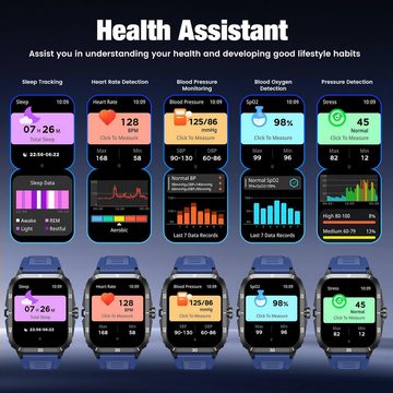 NONGAMX Fitness Tracker Herren's Telefonfunktion Smartwatch (2 Zoll, Android/iOS), mit Blutdruckmessung Schrittzähler Sport Modus Herzfrequenz