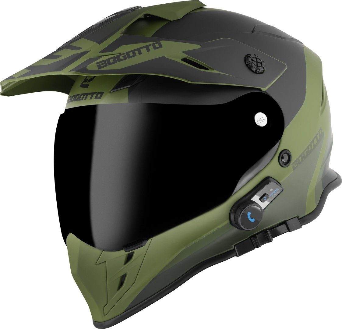 Bogotto Motocrosshelm H331 BT Tour EVO Bluetooth Enduro Helm, vorbereitet für Kommunikationssystem,integriertes Kommunikationss