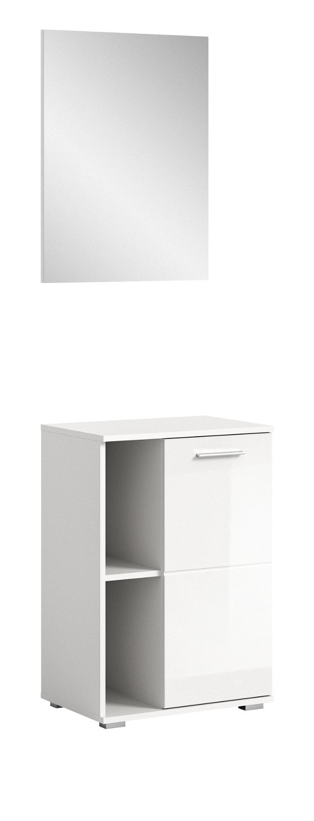 Inn.Furn Garderoben-Set Grazie, (in weiß Hochglanz, 2-St., 55 x 191 cm), mit Spiegel