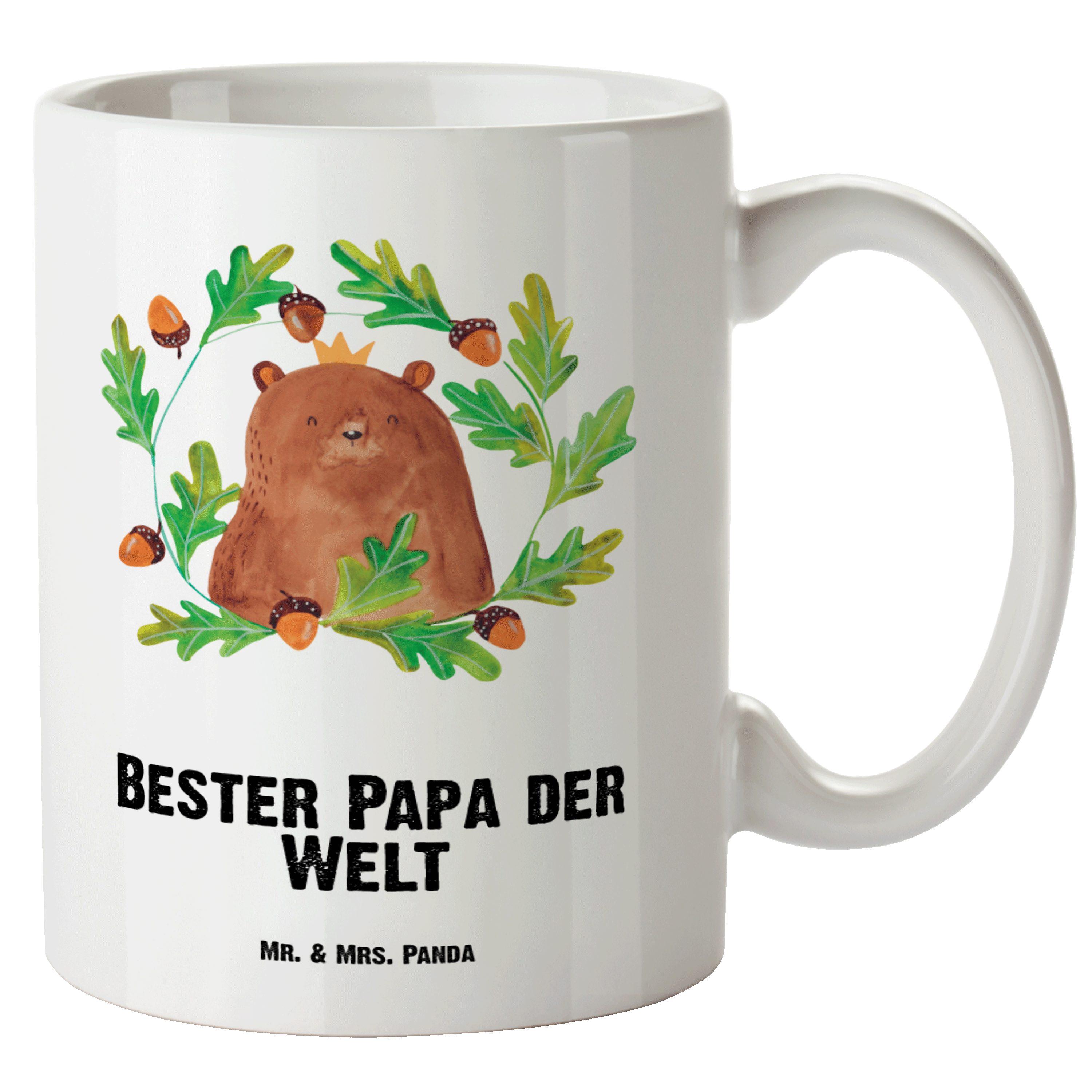 Mr. & Mrs. Panda Tasse Bär König - Weiß - Geschenk, XL Teetasse, Papi, Dad, Teddy, Grosse Ka, XL Tasse Keramik