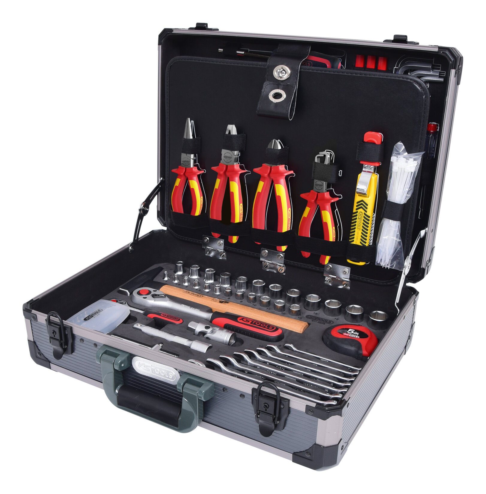 KS Tools Werkzeugset, (128-tlg), 1/4"+1/2" Elektriker-Werkzeugkoffer, 128-teilig