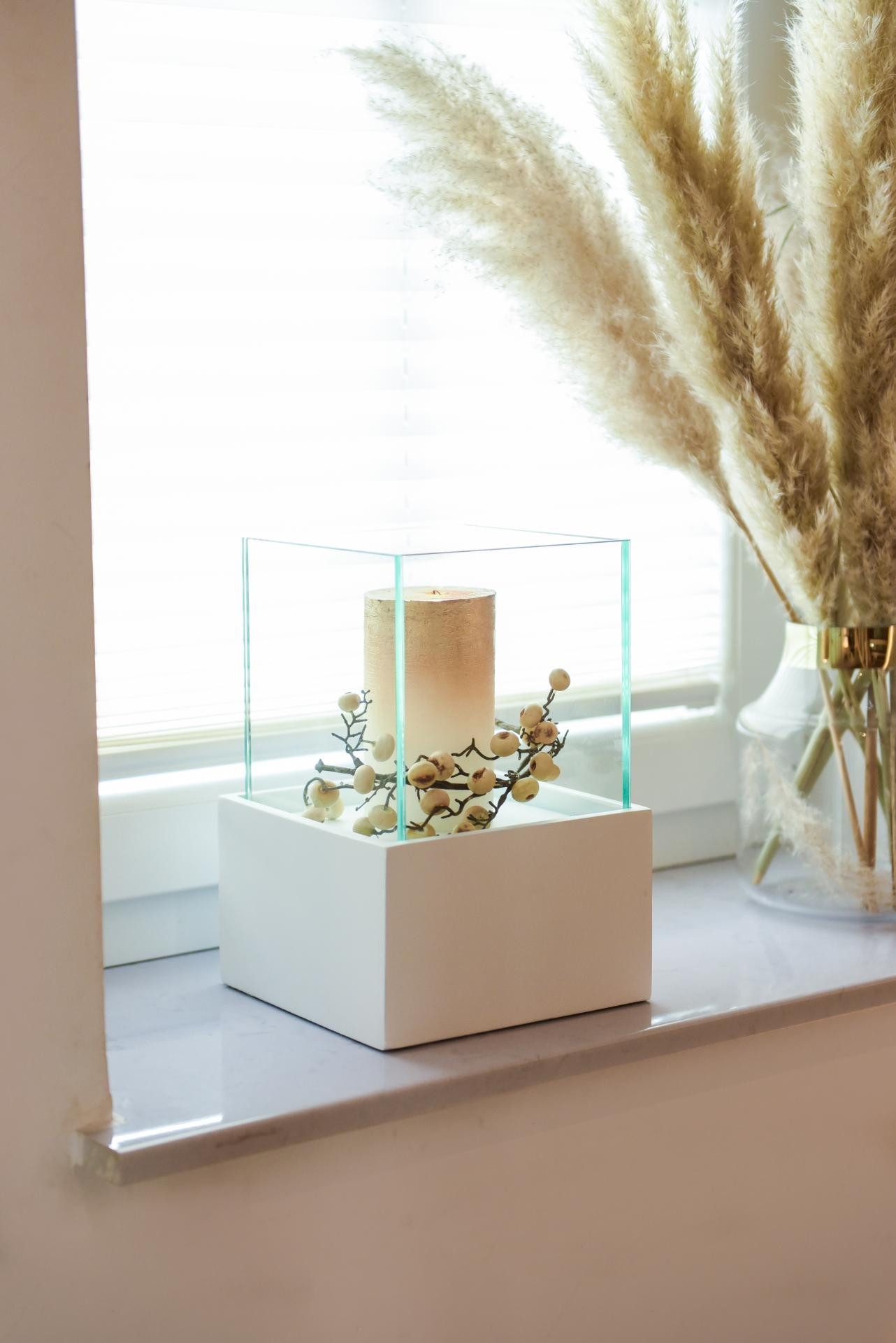 VIVANNO Windlicht Fiberglas CANDELITA Rechteckig - Weiß Matt (1 St), 20x20x günstig online kaufen