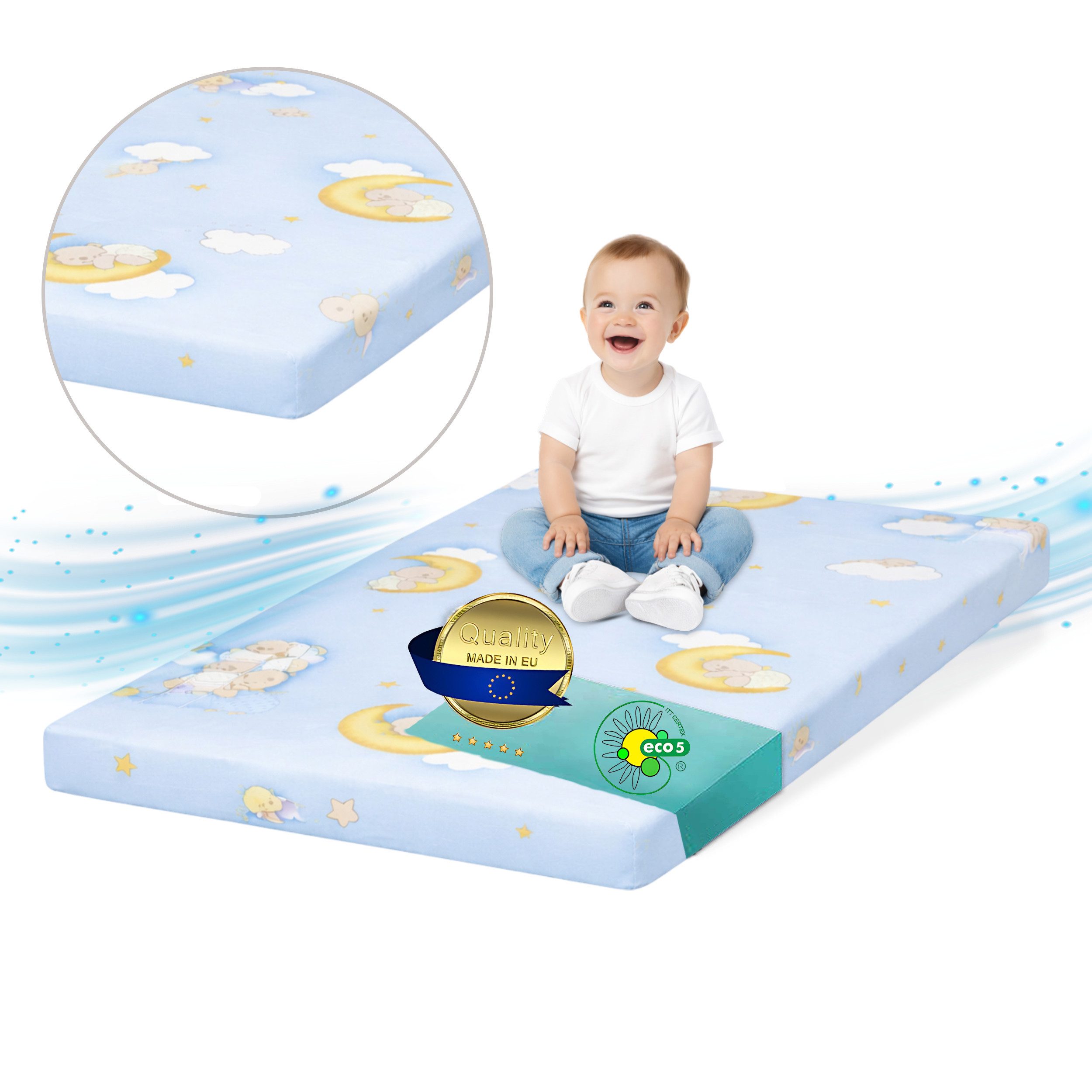 Kindermatratze Babymatratze mit Baumwollbezug, waschbar & rollbar–Allergike günstig online kaufen