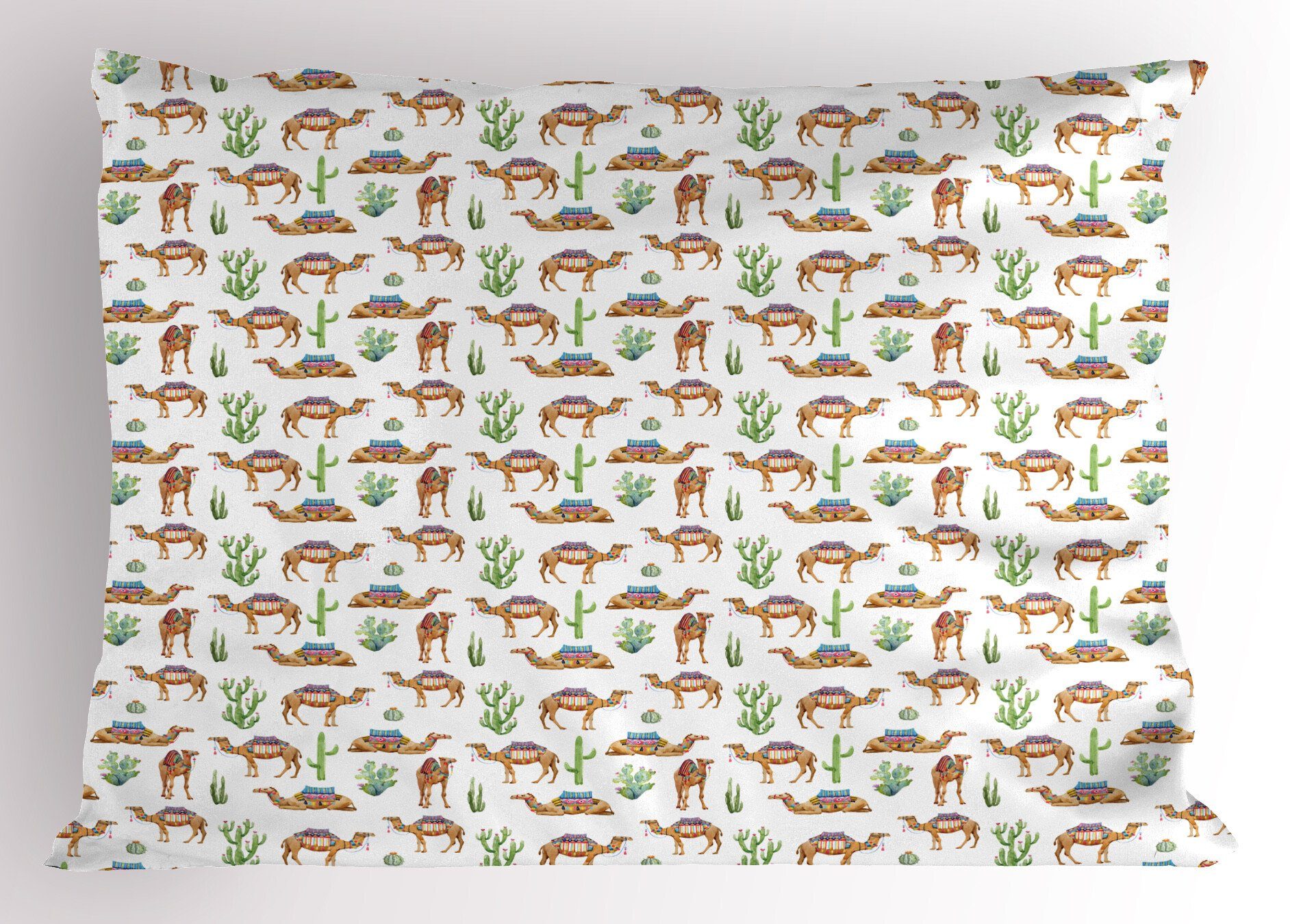 Kissenbezüge Dekorativer Standard King Kamele orientalisch Gedruckter Abakuhaus Size mit Sättel Stück), (1 Kissenbezug