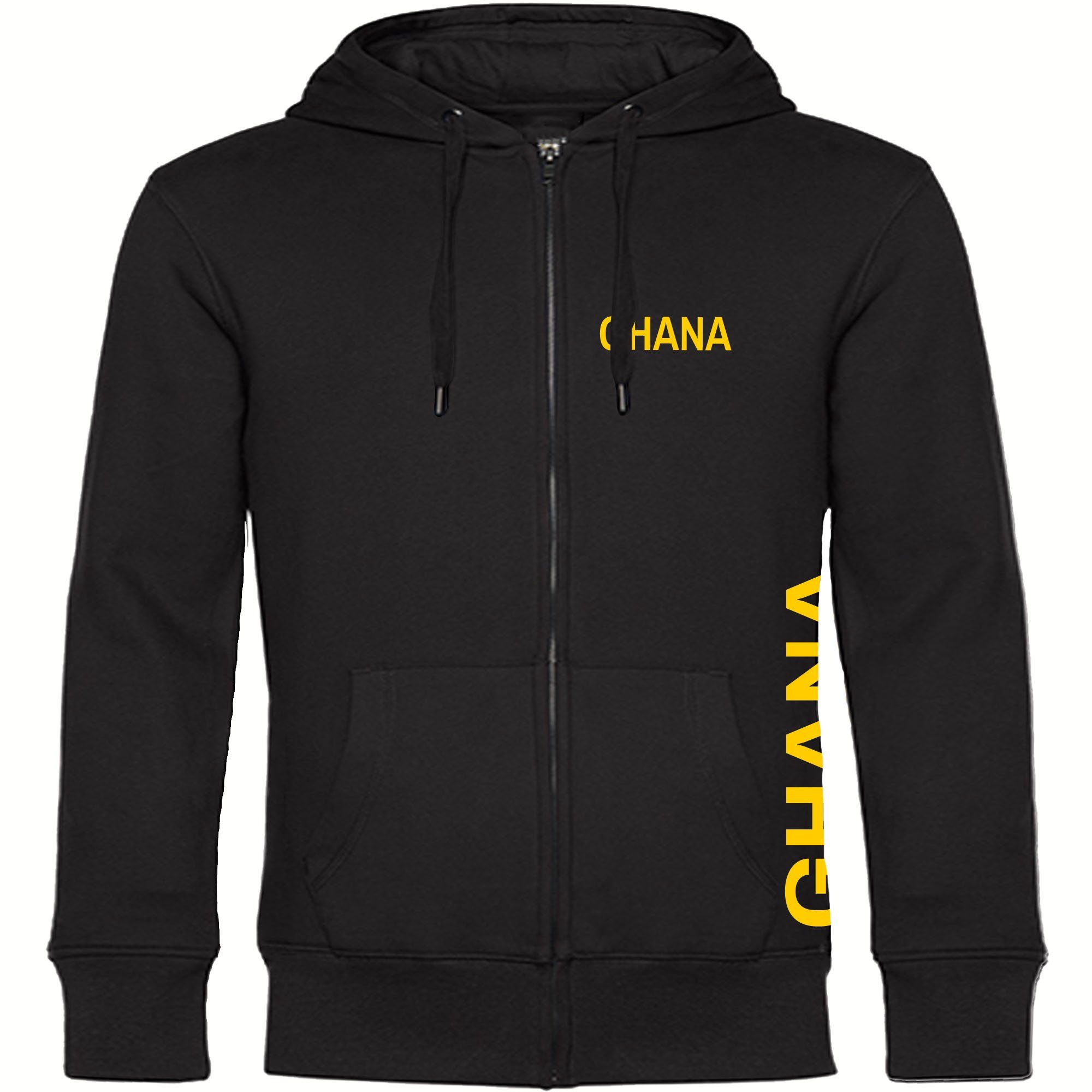 multifanshop Kapuzensweatjacke Ghana - Brust & Seite - Pullover