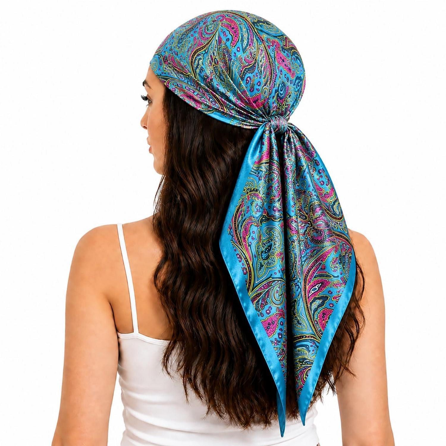 LuxusKollektion Halstuch Schal Blume Bandana 90x90cm bunt, (1-St)