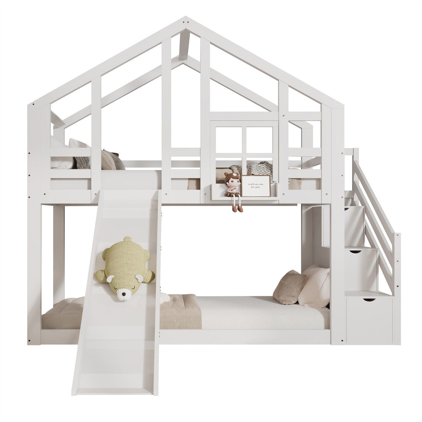 Kinderbett Kinderbett Etagenbett,Hausbett Baumhaus mit Schublade,Rausfallschutz