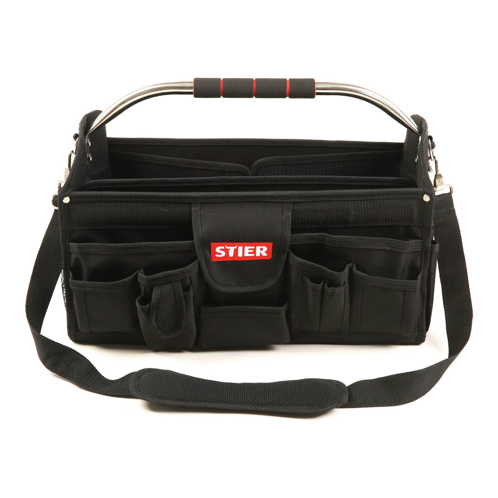 Stier Werkzeugtasche STIER Werkzeugtasche Premium+ leer schwarz 24 Fächer reißfest mit Schu