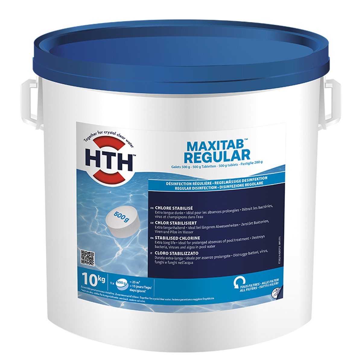 HTH Обслуживание бассейна MaxiTab Regular 500g 10kg Chlor Tabletten langsam löslich Desinfektion