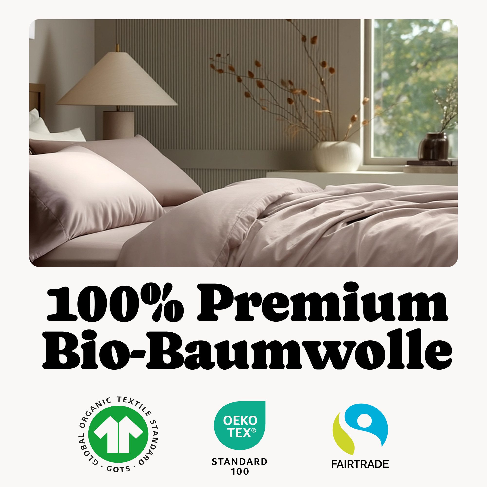 Seralino Kissenbezüge Mako Satin Kissenbezug (100% Bio Baumwolle) weich, hautfreundlich, (2 Stück), Fairtrade/ GOTS zertifizierte uni Kissenhülle mit Reißverschluss