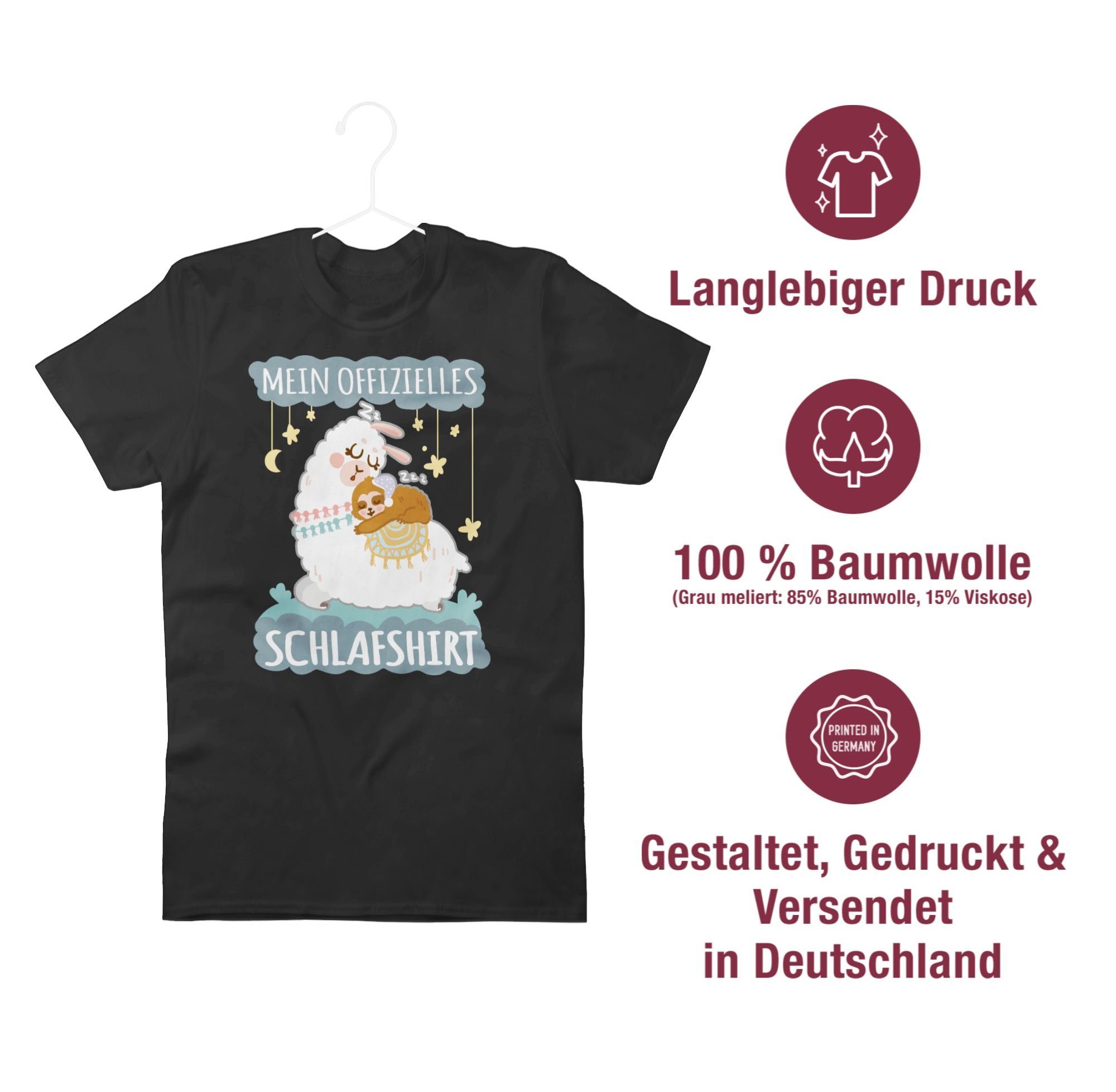 Shirtracer T-Shirt Statement und - - Mein Faultier Schlafshirt grau Lama Schwarz offizielles 01 Sprüche