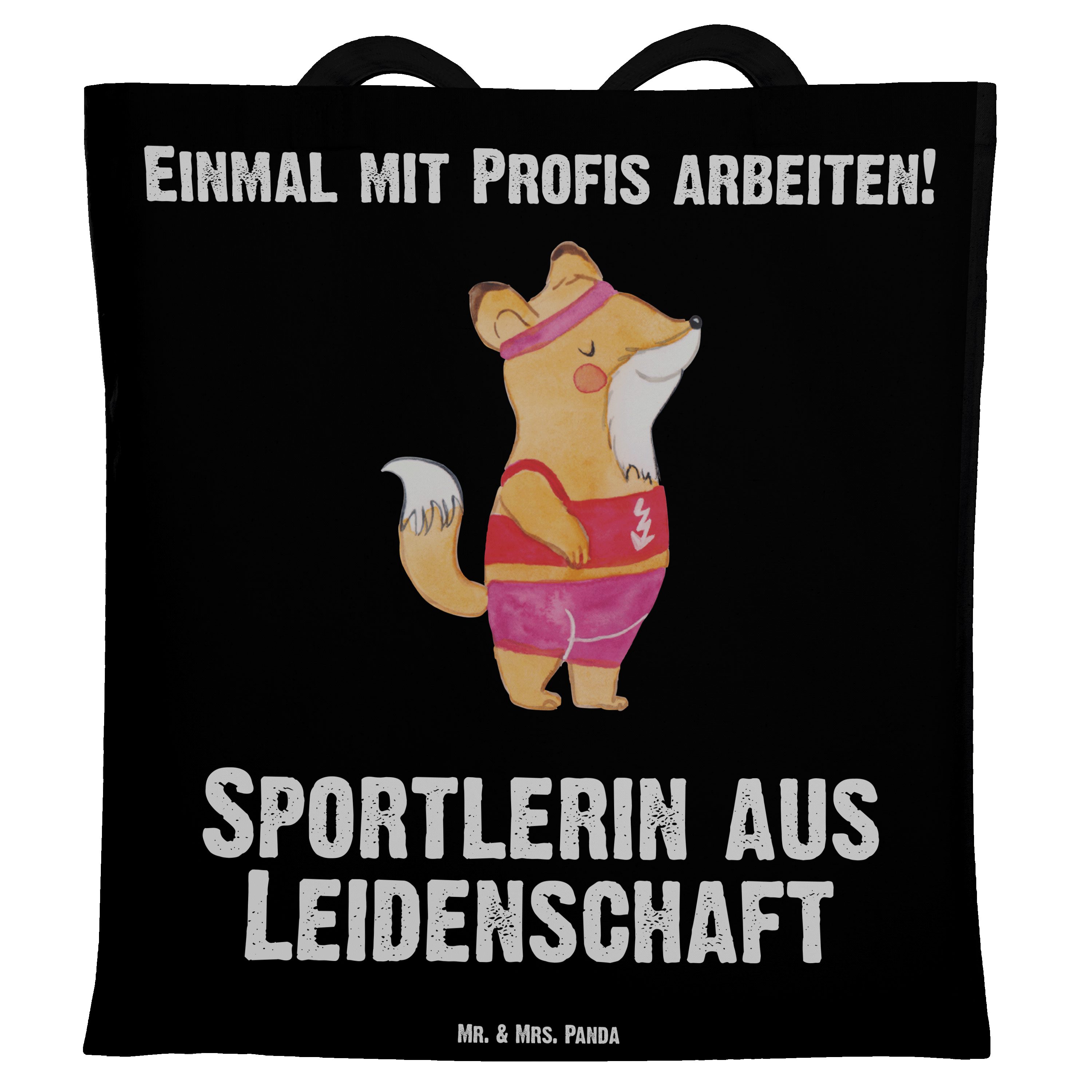 Mr. & Mrs. Panda Tragetasche Sportlerin aus Leidenschaft - Schwarz - Geschenk, Kollegin, Rente, Be (1-tlg)