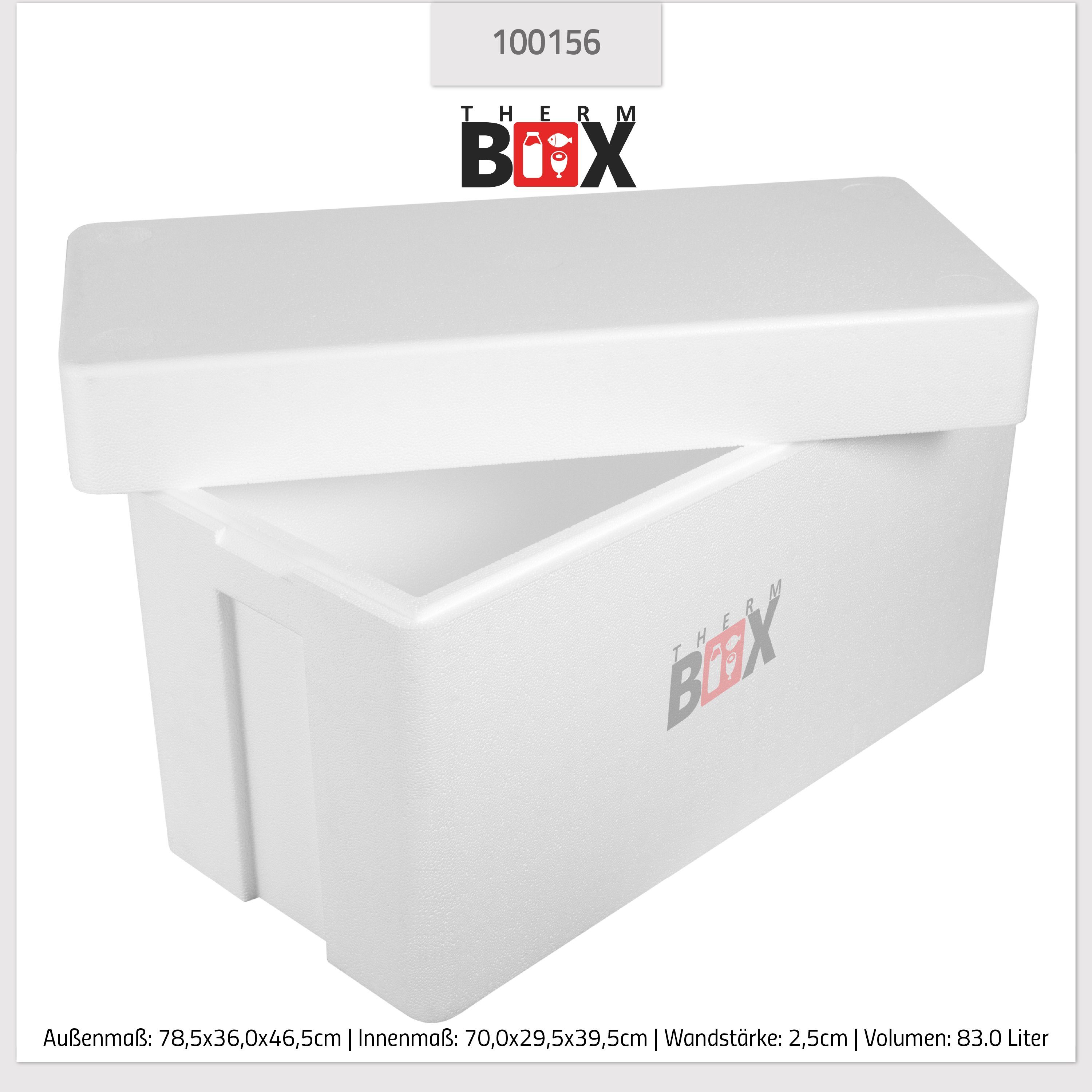 Thermobehälter Innenmaß:70x29x39cm, Isolierbox 0-tlg., 83W Thermobox 83L mit (1, im Styropor-Verdichtet, 2,5cm Karton), Wiederverwendbar Styroporbox Deckel THERM-BOX Wand: Box Warmhaltebox Kühlbox