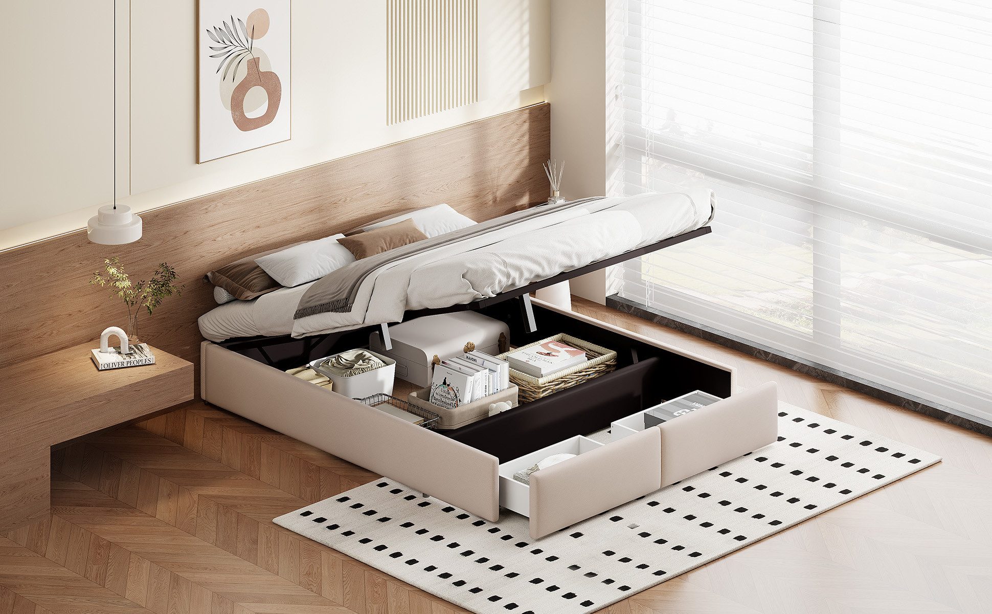 Furnishings Home Futonbett Polsterbett Stauraumbett Doppelbett günstig online kaufen