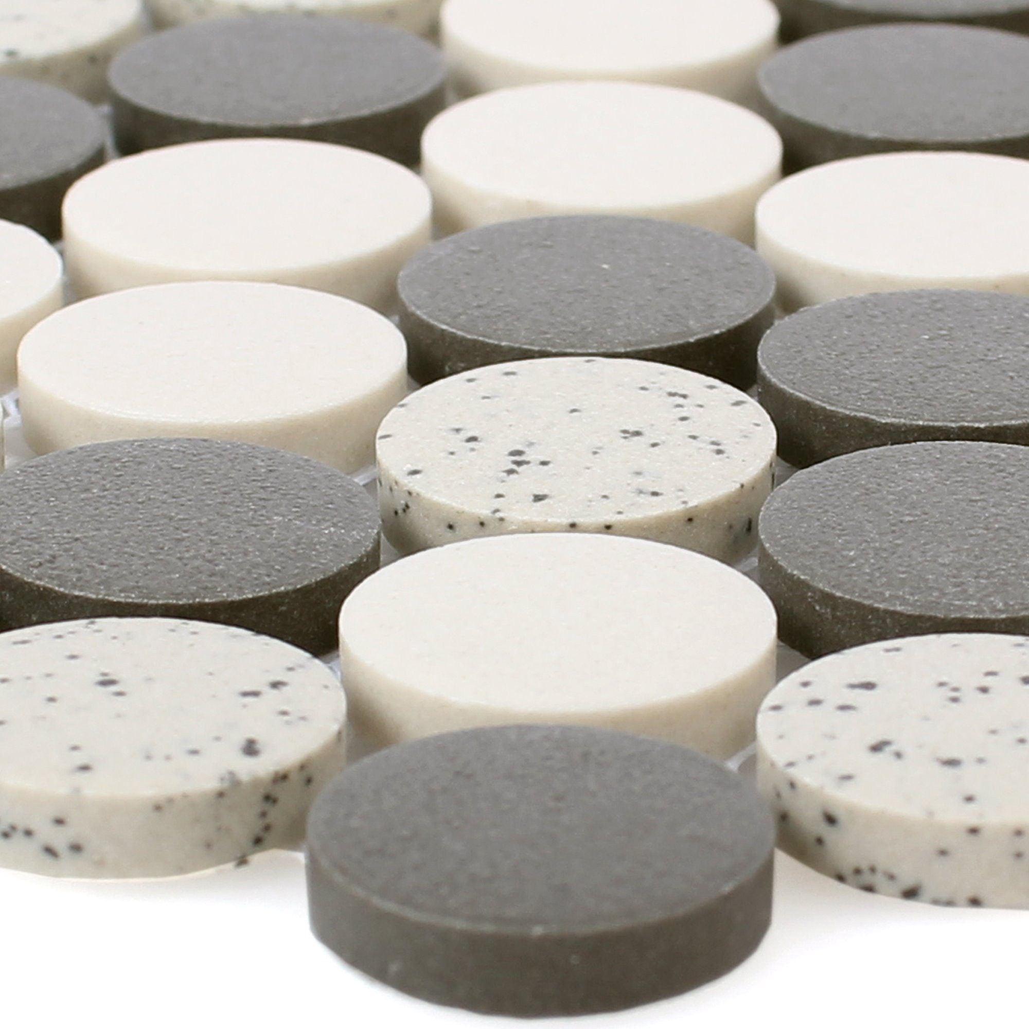 Mosafil Mosaikfliesen Keramik Mosaikfliesen Monforte Schwarz Grau Knopf, Keramik 31.500x31.000, schwarz-grau, Verlegefertig auf ein Netz geklebt - Frostsicher - Wasserfest