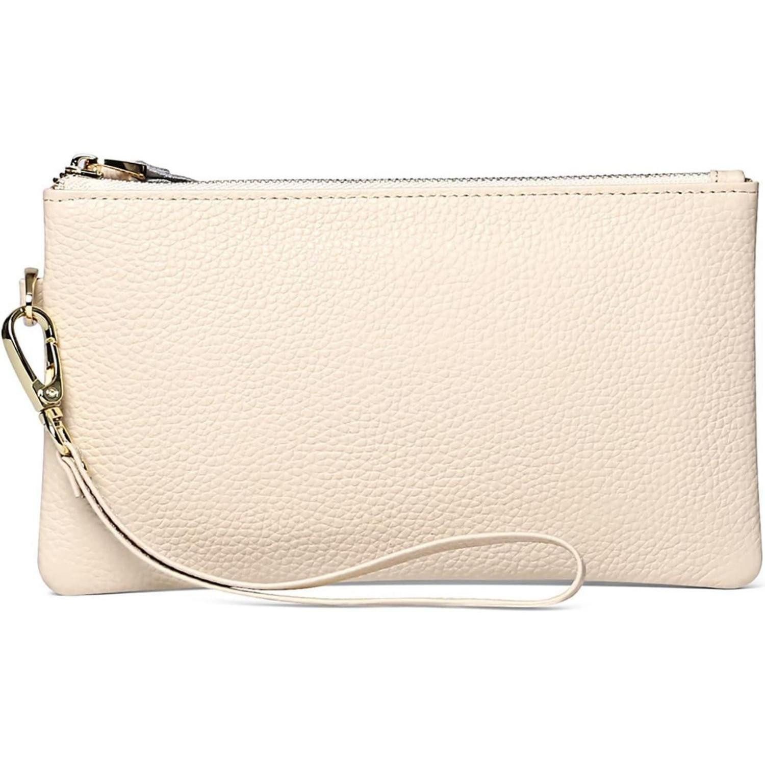 LuxusKollektion Clutch Damen Handtasche RFID Schutz Clutch Geldbörse Leder Beige