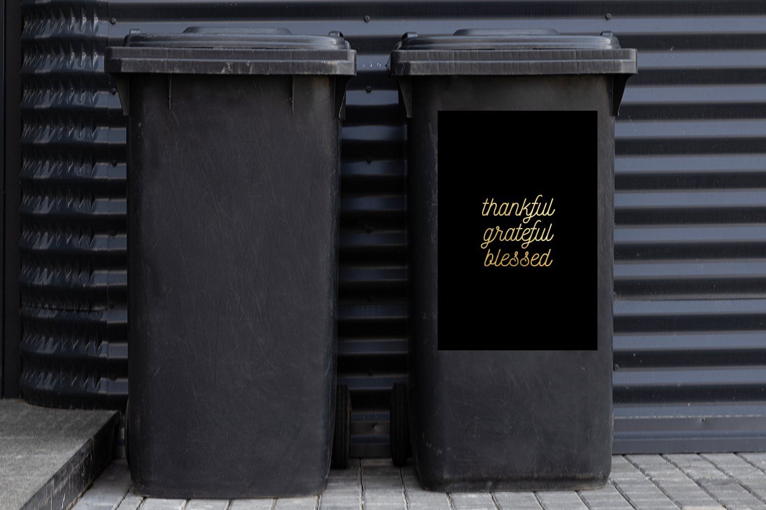 Abfalbehälter Sticker, Mülltonne, (1 - Briefe St), - - Zitate Container, Sprichwörter Gold Mülleimer-aufkleber, MuchoWow Wandsticker