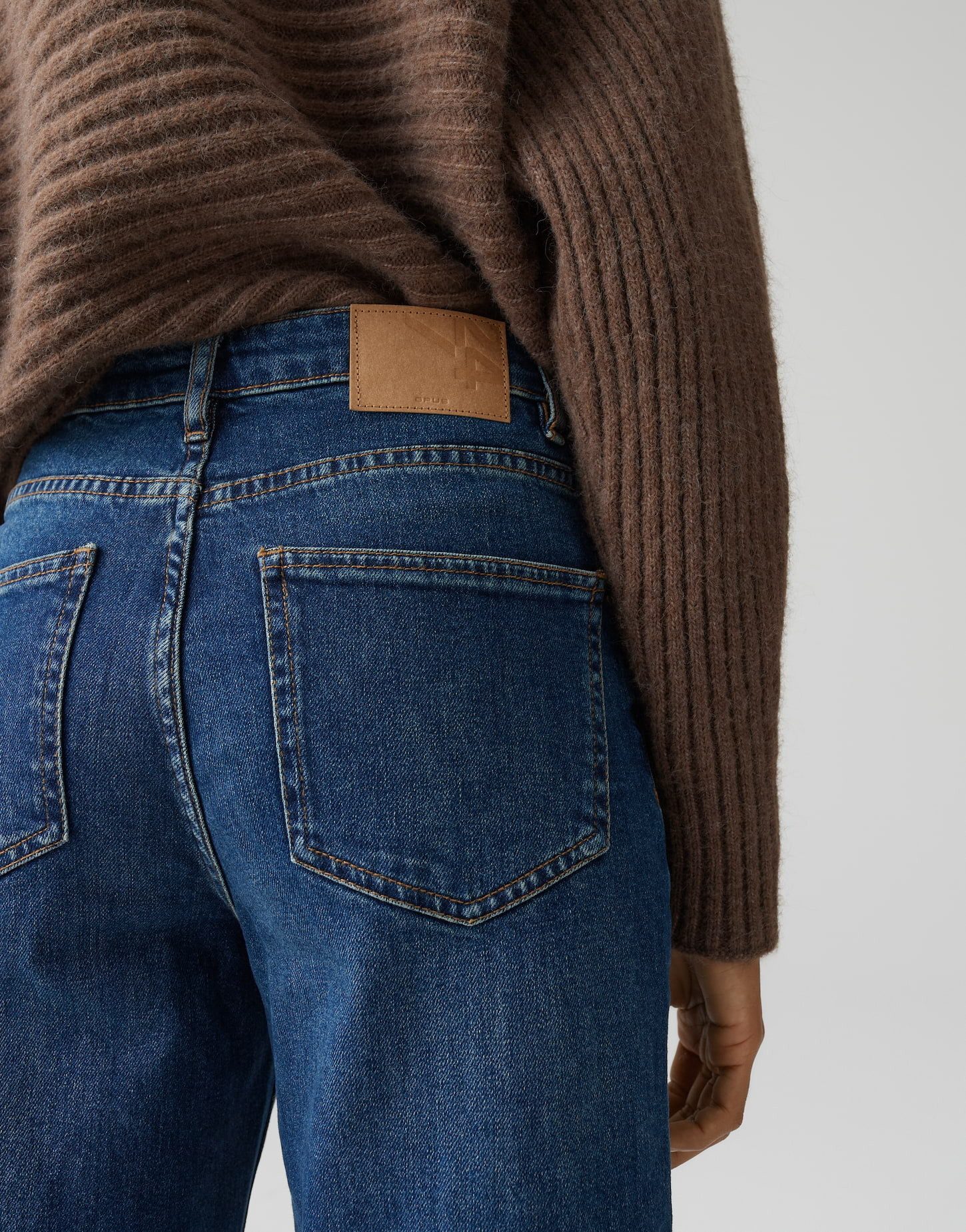 OPUS Weite Jeans MIVY LANE aus Dry Indigo® Mid Rise Long, elastischer Stoff, Längsnaht vorne