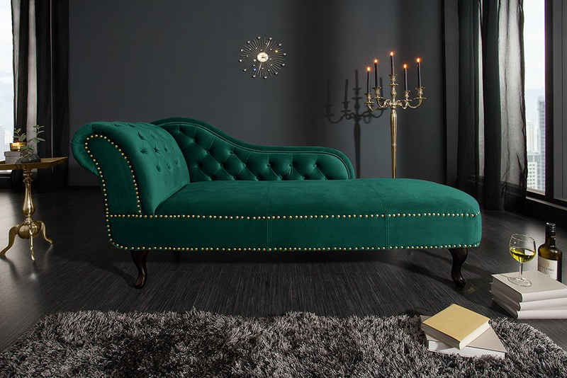 riess-ambiente Recamiere CHESTERFIELD 170cm smaragdgrün, 1 Teile, Wohnzimmer · Samt · Schlafzimmer · Barock Design