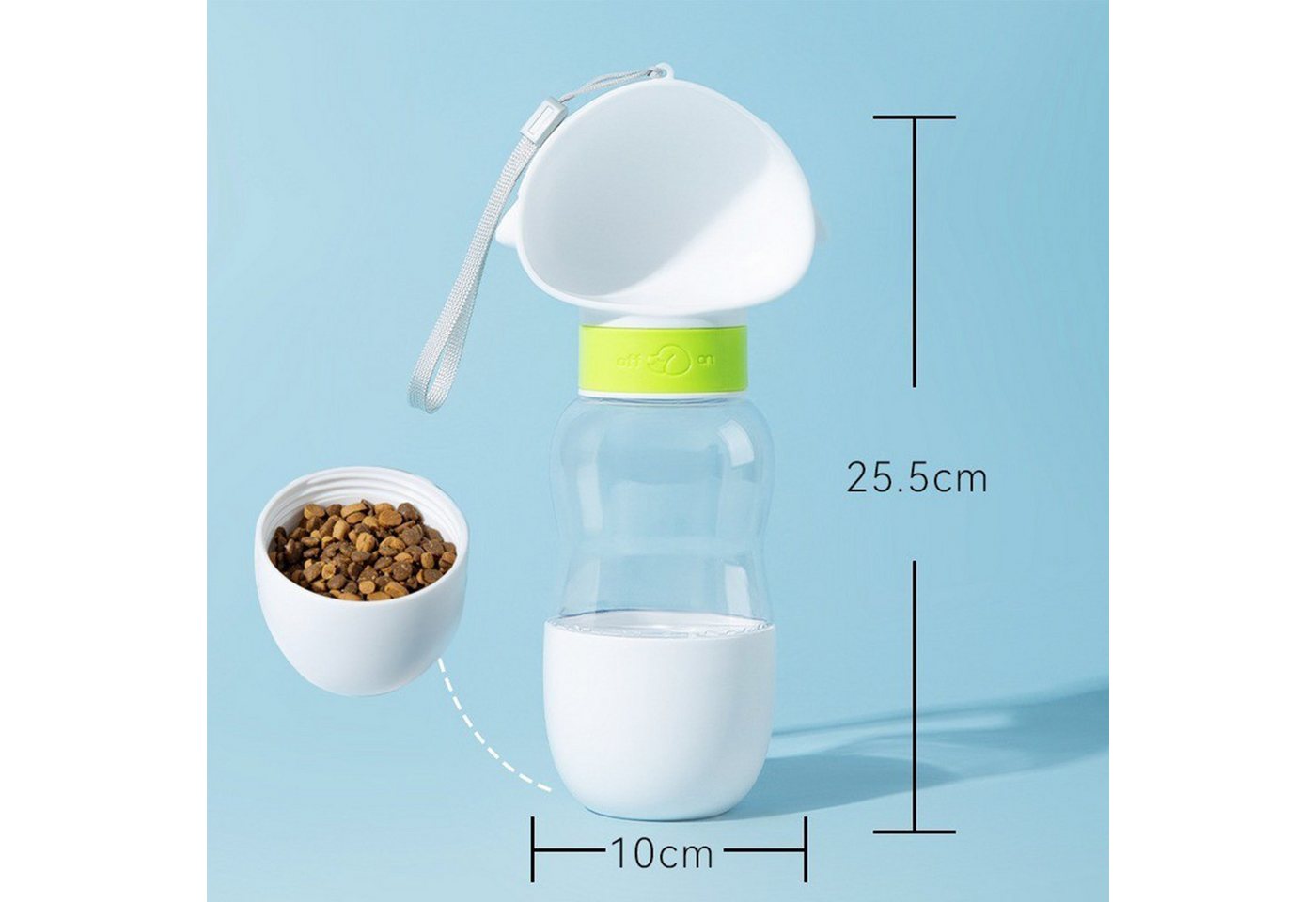 Thumbnail - RWEUOQ Reisenapf Outdoor Wasserspender(350ml) mit Futterbox(200ml) Weiß, Futterautomaten Haustier-Wasser- und Futterscha...