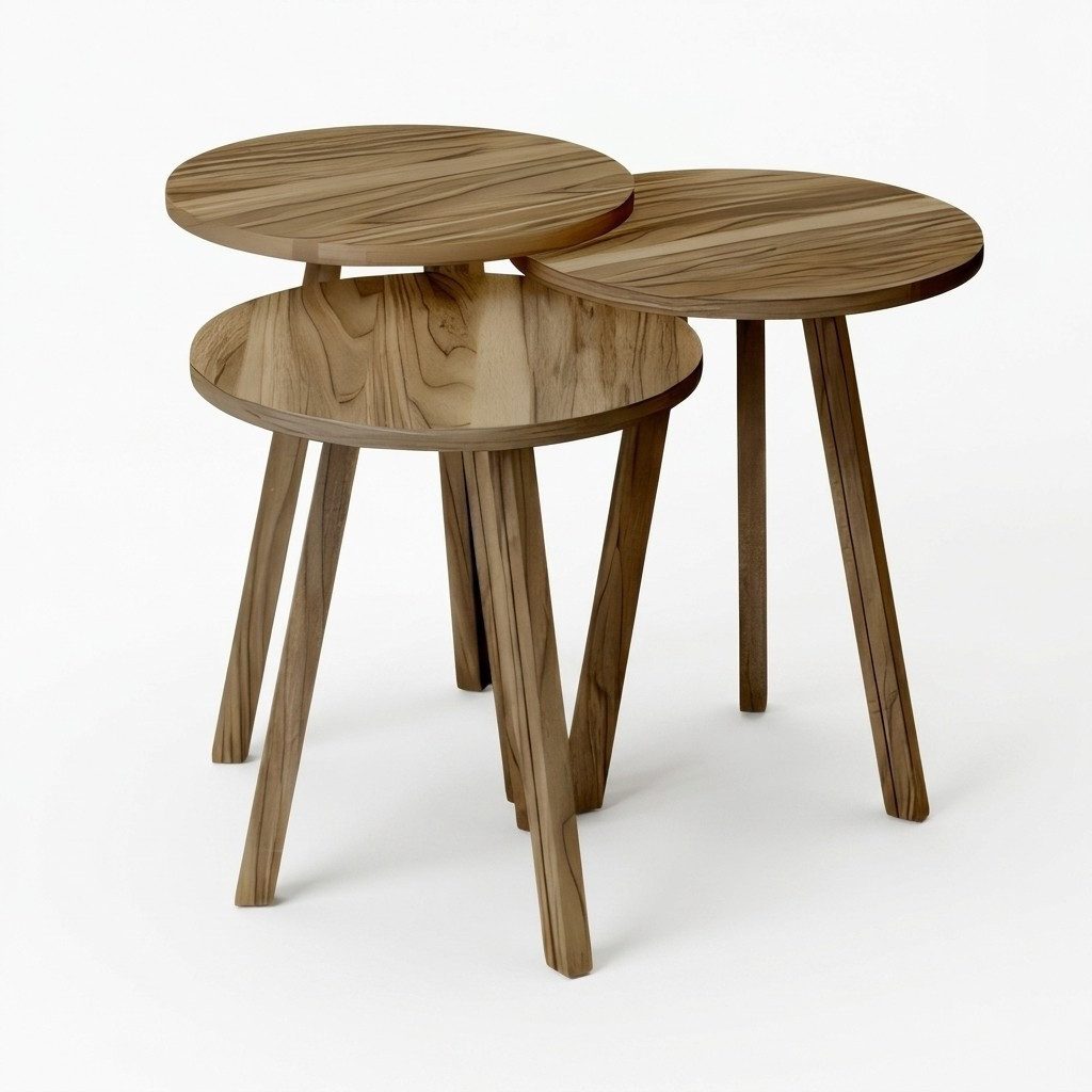 Xlmoebel Satztisch XLMOEBEL Couchtisch-Set aus braunem Holz im modernen Design (Set, 3-teilig), Made in Europa