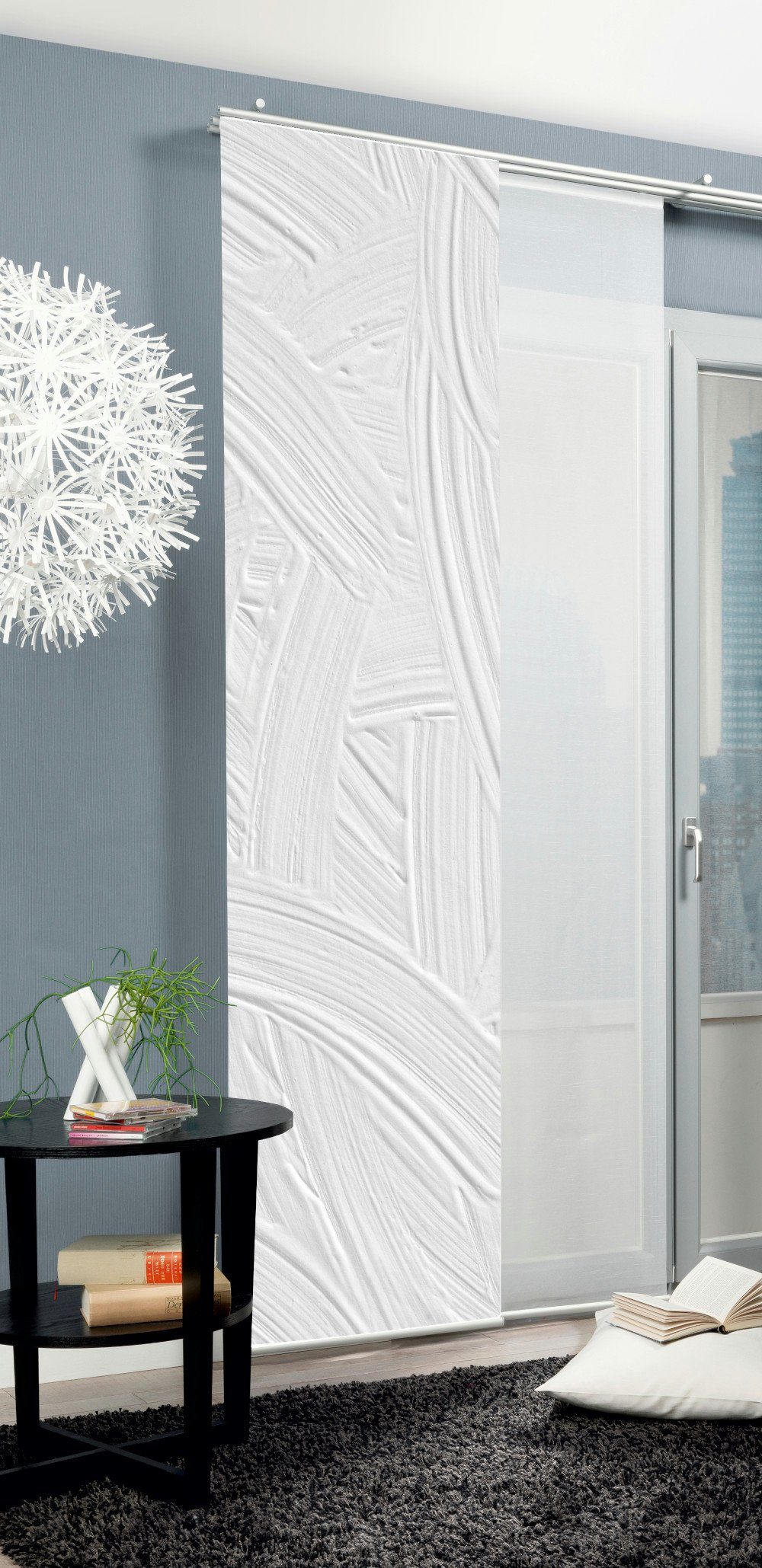 HOME WOHNIDEEN Schiebegardine 84676 Schiebegardine TALIA Digitaldurck Dekostoff Seidenoptik 245x60 (3 St), Paneelwagen, blickdicht, 100% Polyester
