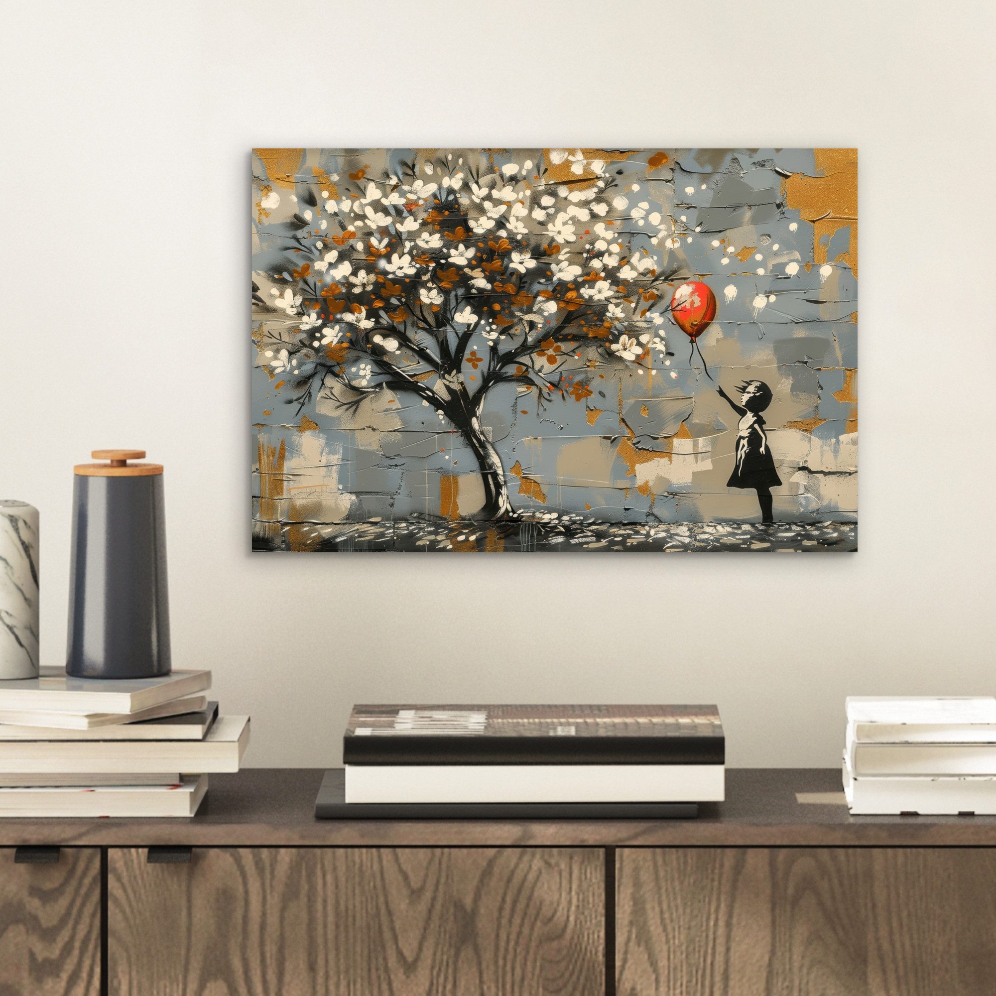 MuchoWow Metallbild Baum - Graffiti - günstig online kaufen