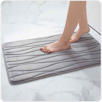 Badematte Badezimmer-Bodenmatte aus gewelltem, saugfähigem Memory-Schaum AFAZ New Trading UG, 50 x 80 cm große Bodenmatte für den Badezimmereingang
