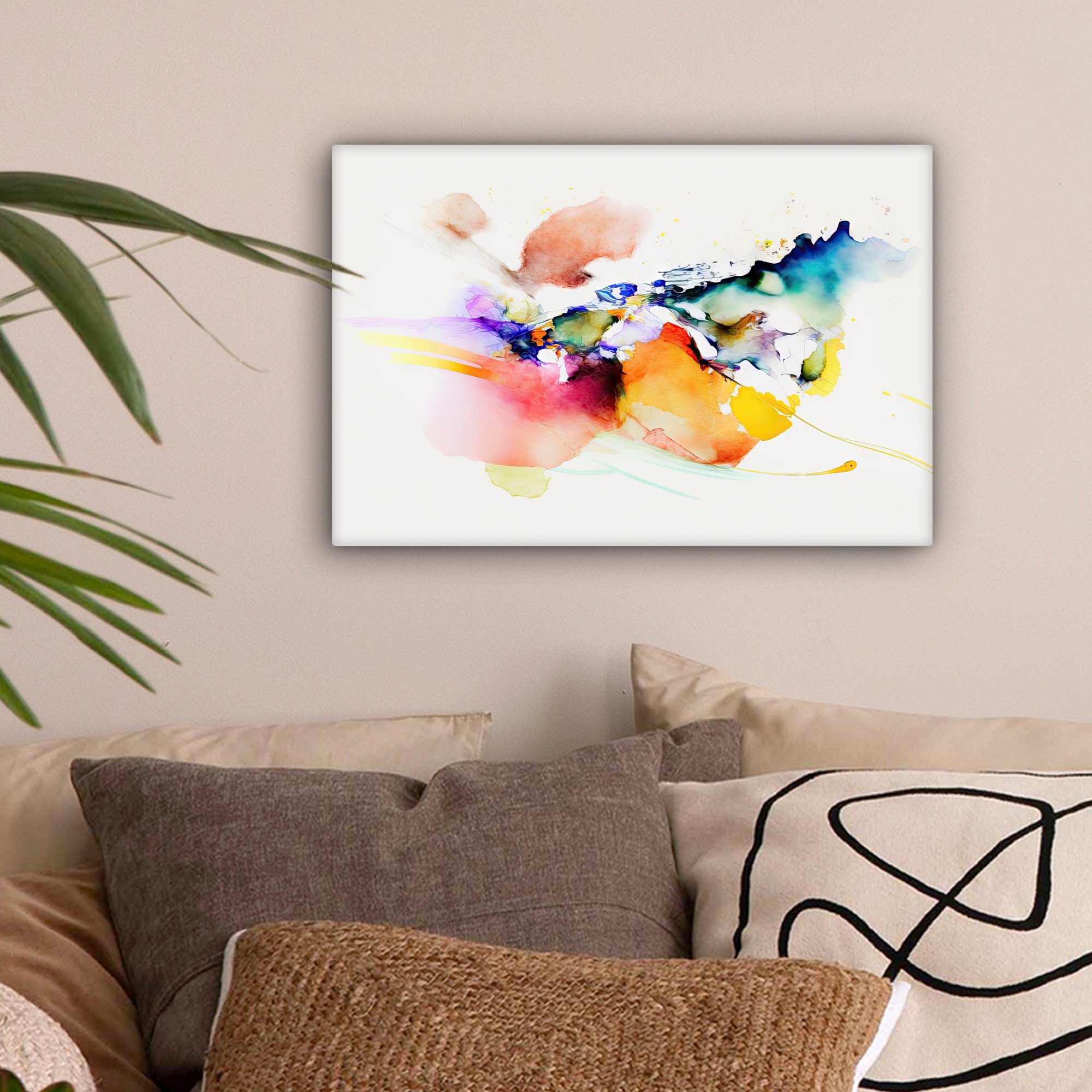 OneMillionCanvasses® Leinwandbild Aquarell - Regenbogen - Abstrakt - Kunst, günstig online kaufen