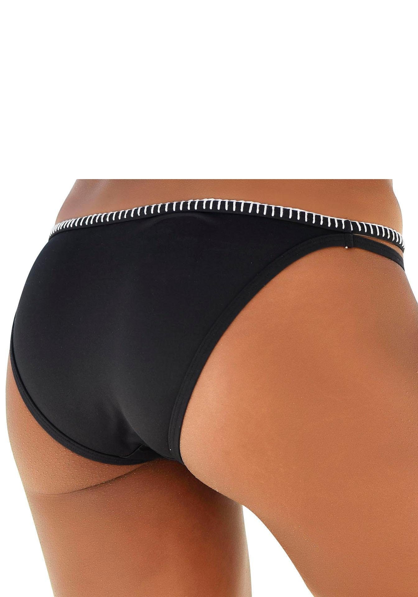 Sunseeker Bikini-Hose Dainty in knapper und Häkelkante Brasilien-Form schwarz mit