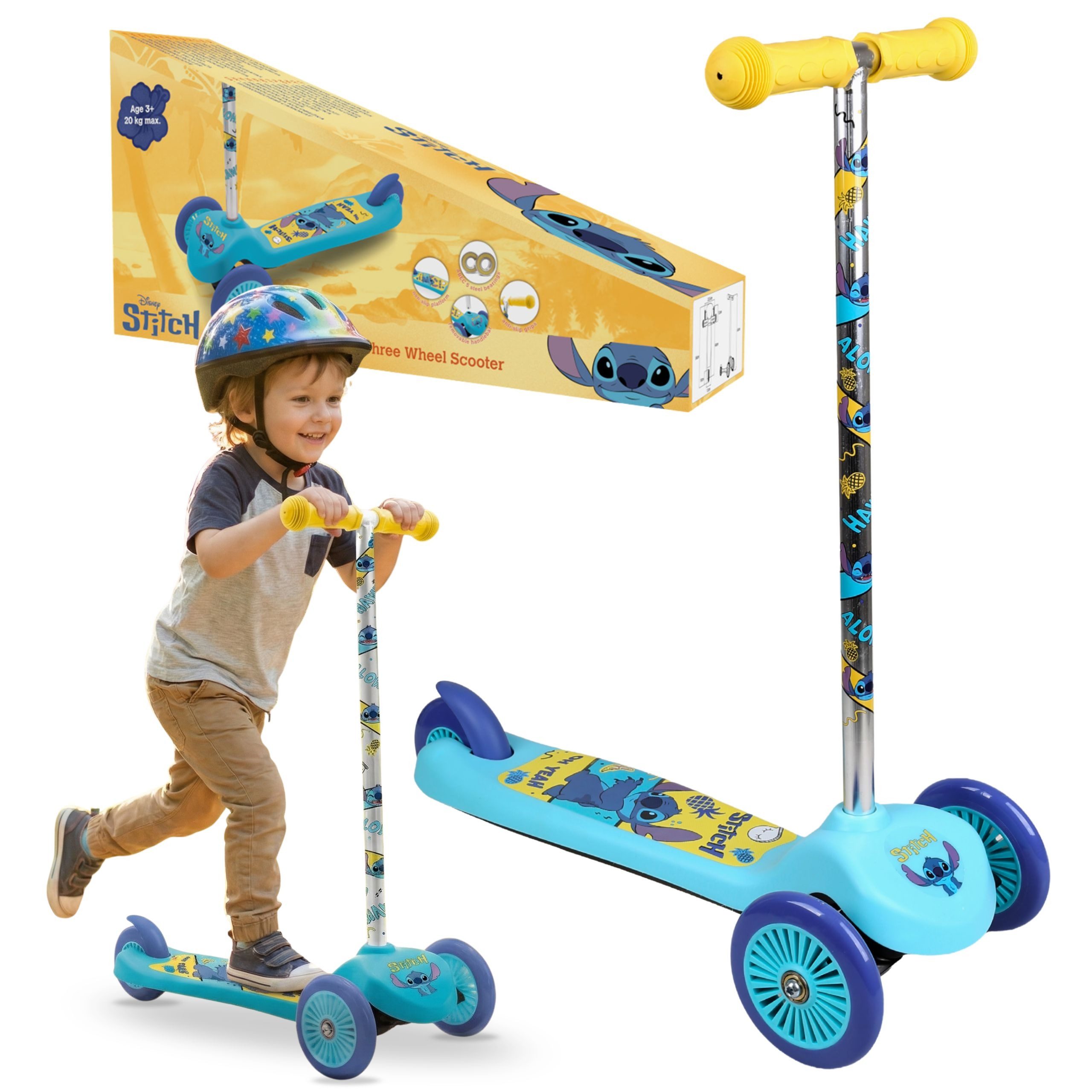 Balance Scooter DISNEY Stitch 3-Rad Roller Kinder, rutschfest, klappbar, bis 20 kg