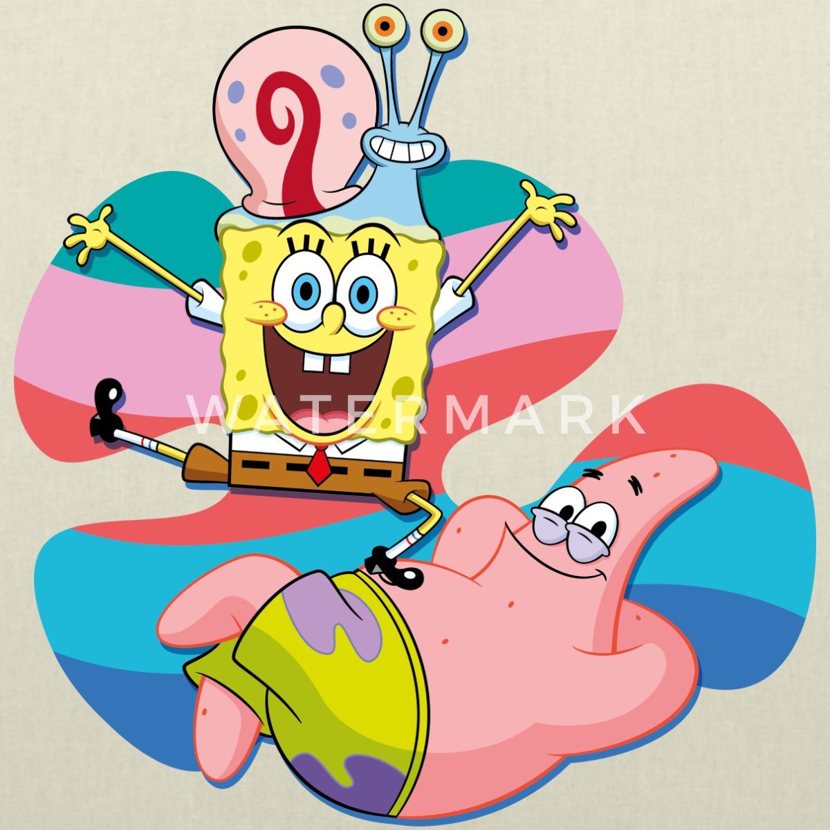 Spreadshirt Henkeltasche SpongeBob Schwammkopf Patrick Gary Die Schnecke Stoffbeutel (1-tlg)