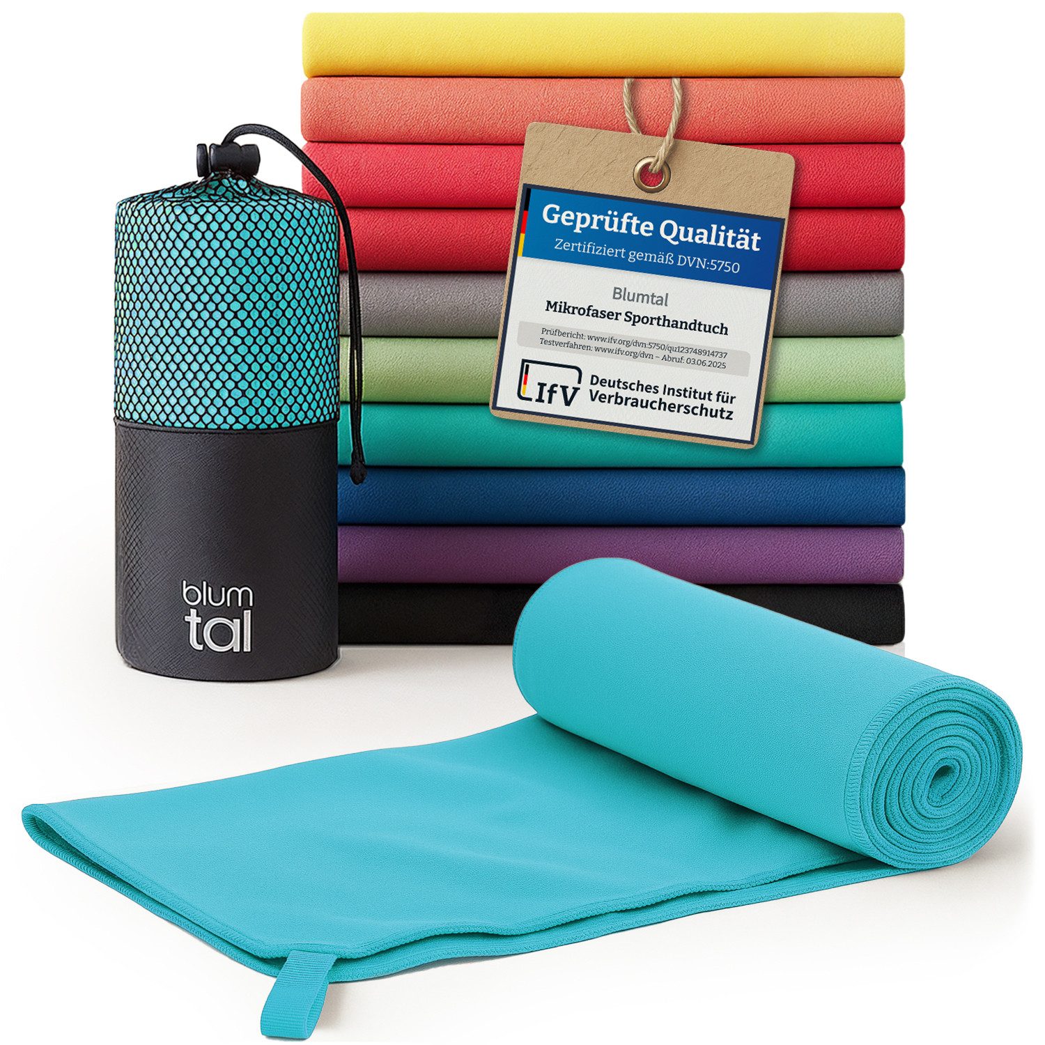 Blumtal Sporthandtuch Mikrofaser Handtuch - kompakte Mikrofaser Handtücher, Mikrofaser (inkl. Transporttasche, einzeln oder als Set verfügbar, 1-St), ultra leicht & schnelltrocknend, Reisehandtuch, Strandhandtuch