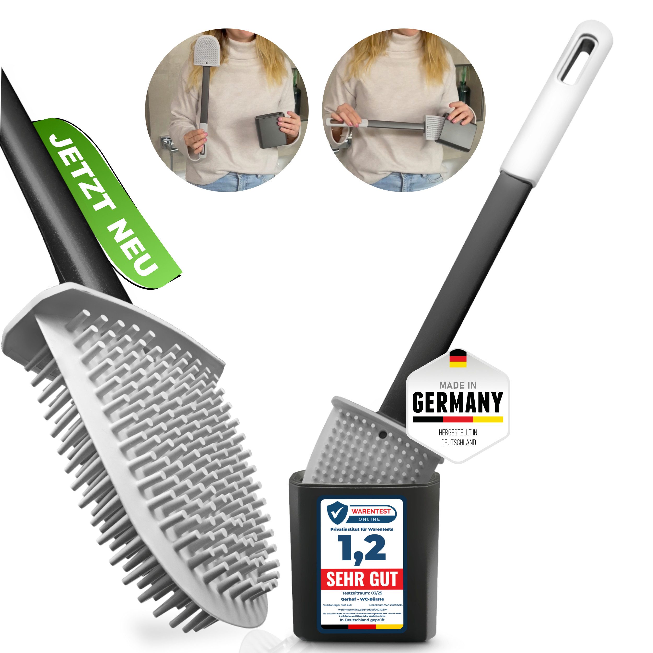 GERHOF WC-Reinigungsbürste WC Bürstengarnitur, Silikon Bürsten, Badezimmer, Toilettenbürste, (1-tlg)